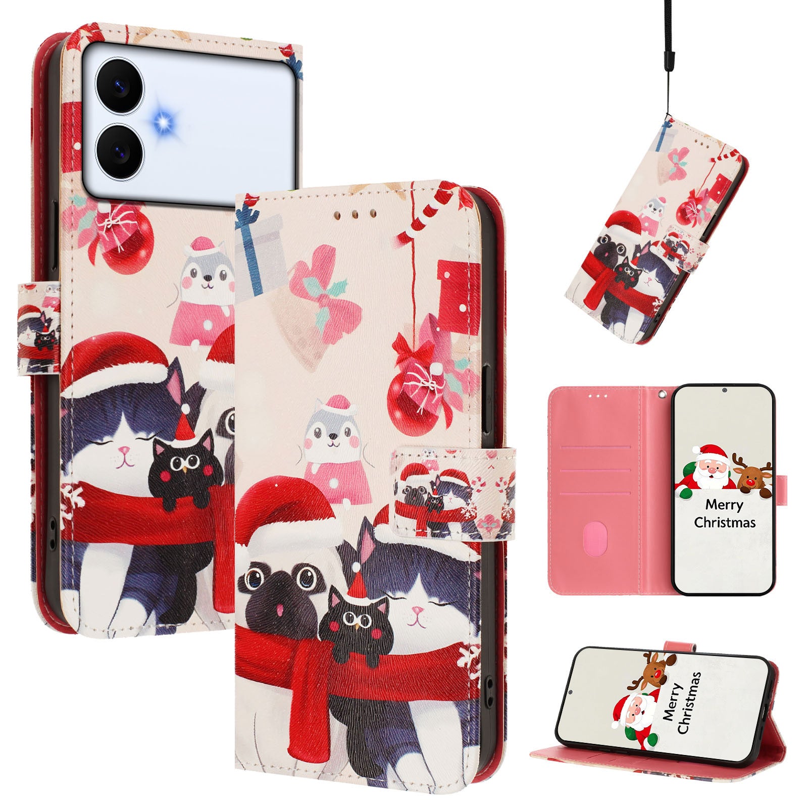 For-Samsung-Galaxy-S26-Edge-Wallet-Case-Christmas-Pattern-Printing-Leather-Phone-Cover-with-Lanyard-Christmas-Animals