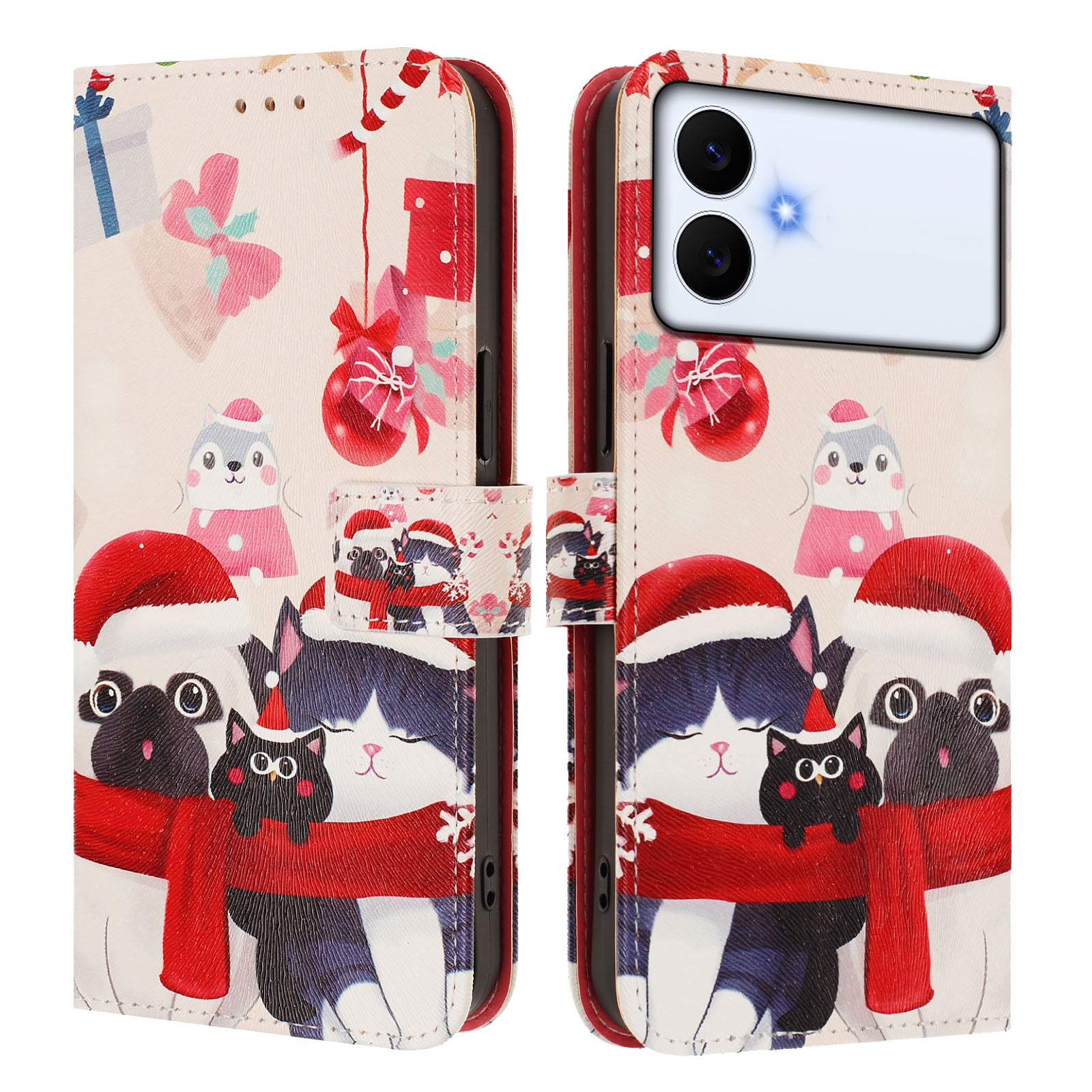 For-Samsung-Galaxy-S26-Edge-Wallet-Case-Christmas-Pattern-Printing-Leather-Phone-Cover-with-Lanyard-Christmas-Animals