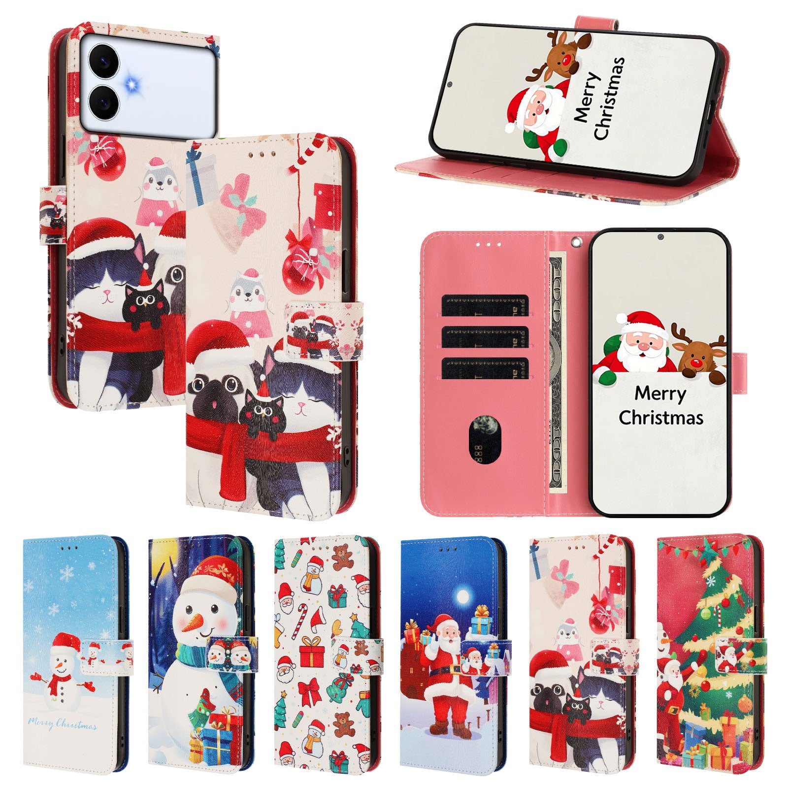 For-Samsung-Galaxy-S26-Edge-Wallet-Case-Christmas-Pattern-Printing-Leather-Phone-Cover-with-Lanyard-Christmas-Animals