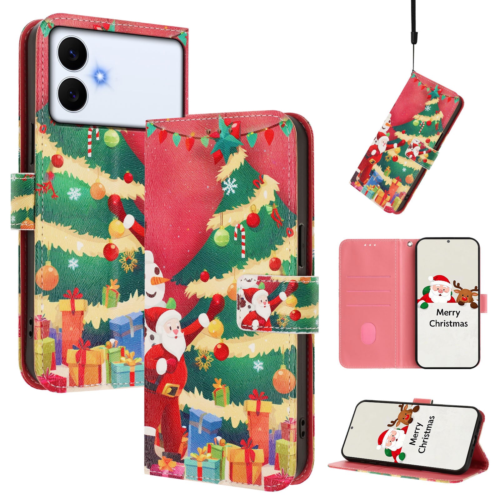 For-Samsung-Galaxy-S26-Edge-Wallet-Case-Christmas-Pattern-Printing-Leather-Phone-Cover-with-Lanyard-Christmas-Tree