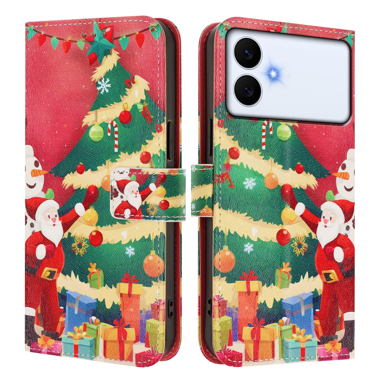 For-Samsung-Galaxy-S26-Edge-Wallet-Case-Christmas-Pattern-Printing-Leather-Phone-Cover-with-Lanyard-Christmas-Tree