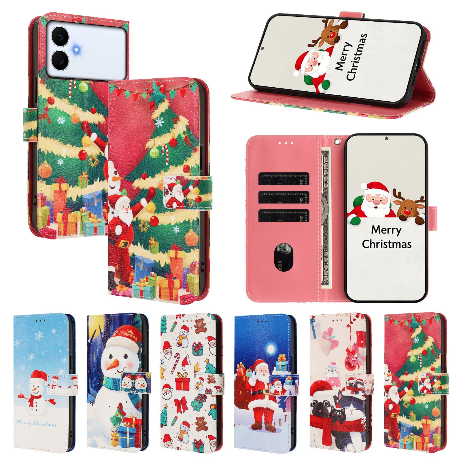 For-Samsung-Galaxy-S26-Edge-Wallet-Case-Christmas-Pattern-Printing-Leather-Phone-Cover-with-Lanyard-Christmas-Tree