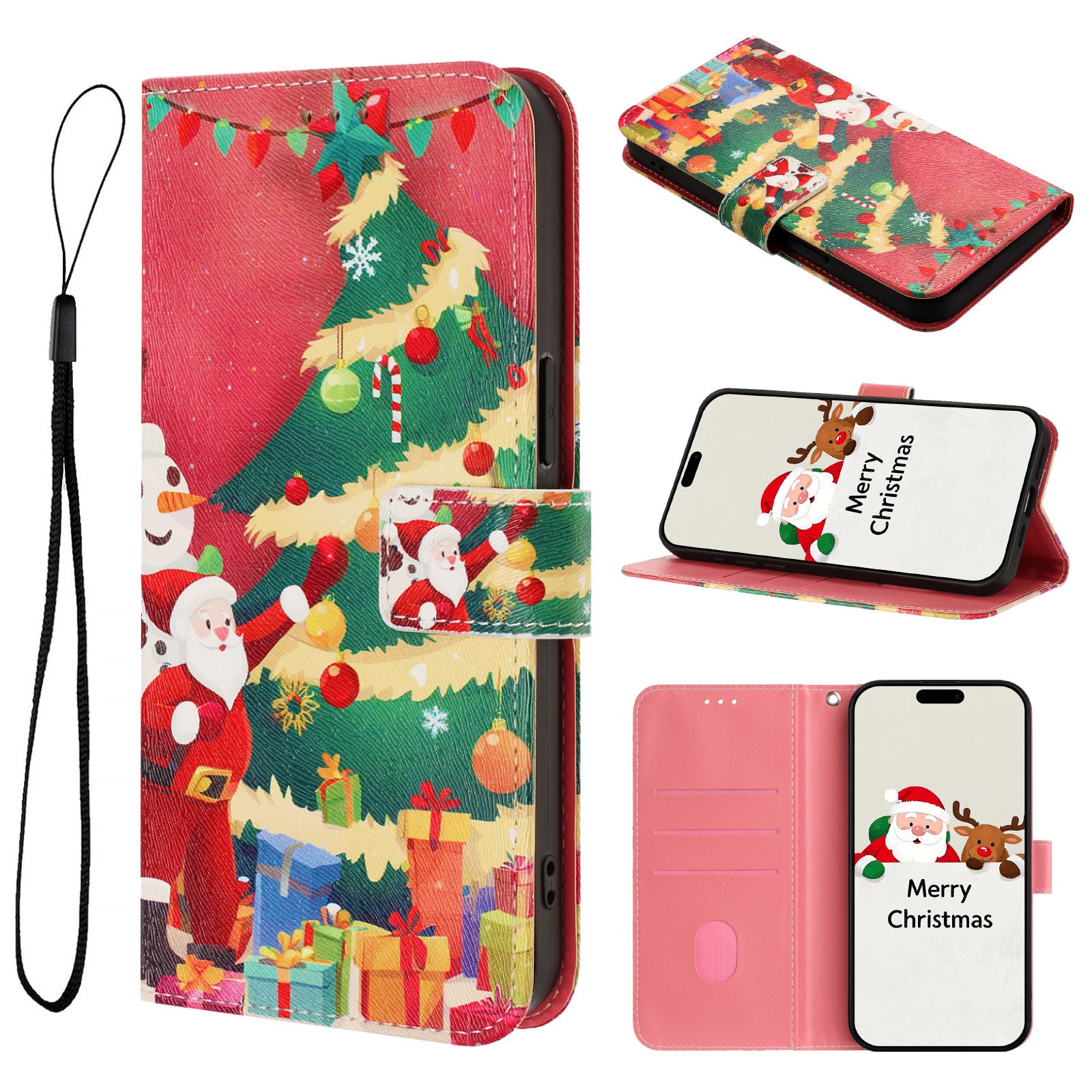 For-Samsung-Galaxy-S26-Edge-Wallet-Case-Christmas-Pattern-Printing-Leather-Phone-Cover-with-Lanyard-Christmas-Tree