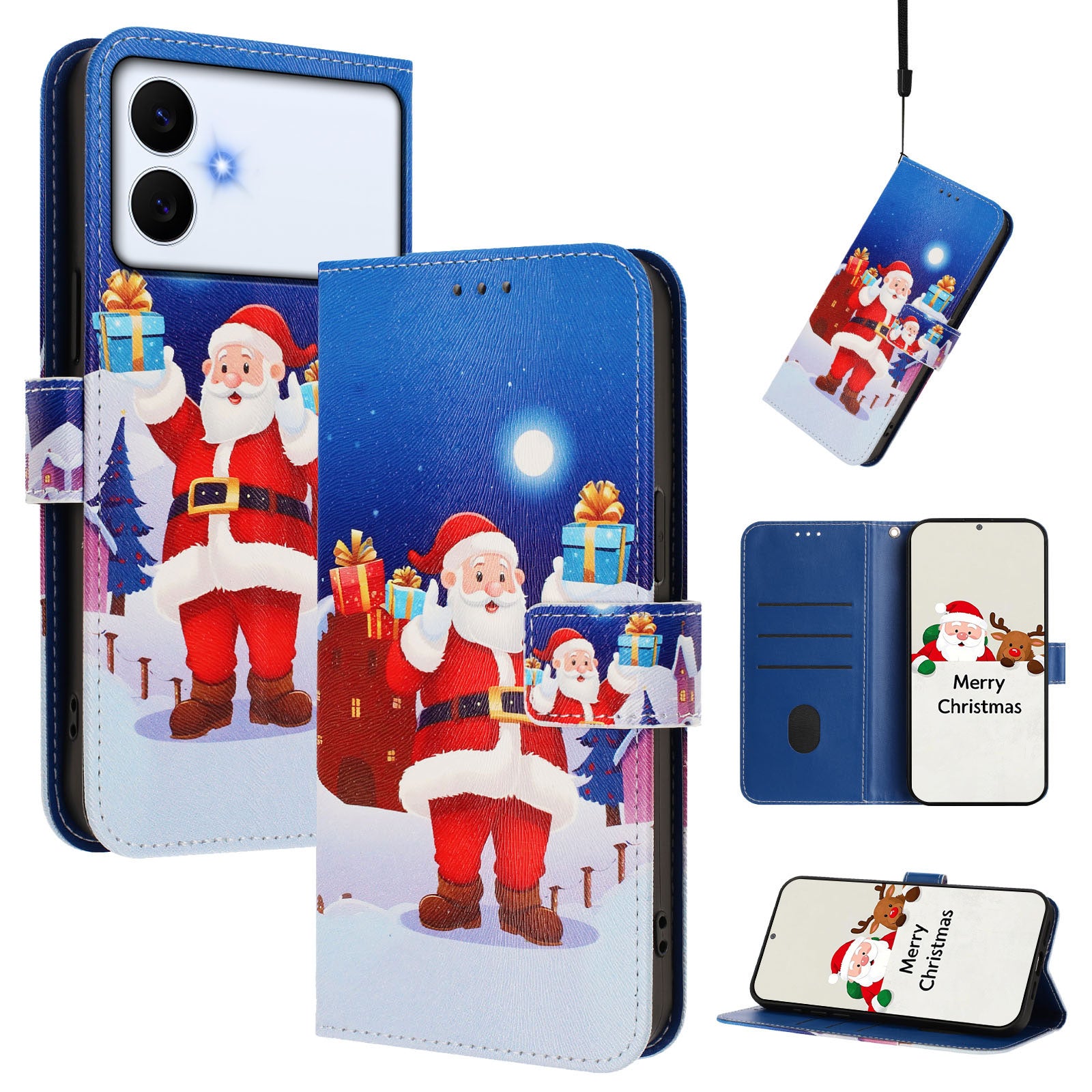For-Samsung-Galaxy-S26-Edge-Wallet-Case-Christmas-Pattern-Printing-Leather-Phone-Cover-with-Lanyard-Christmas-Night-Scene