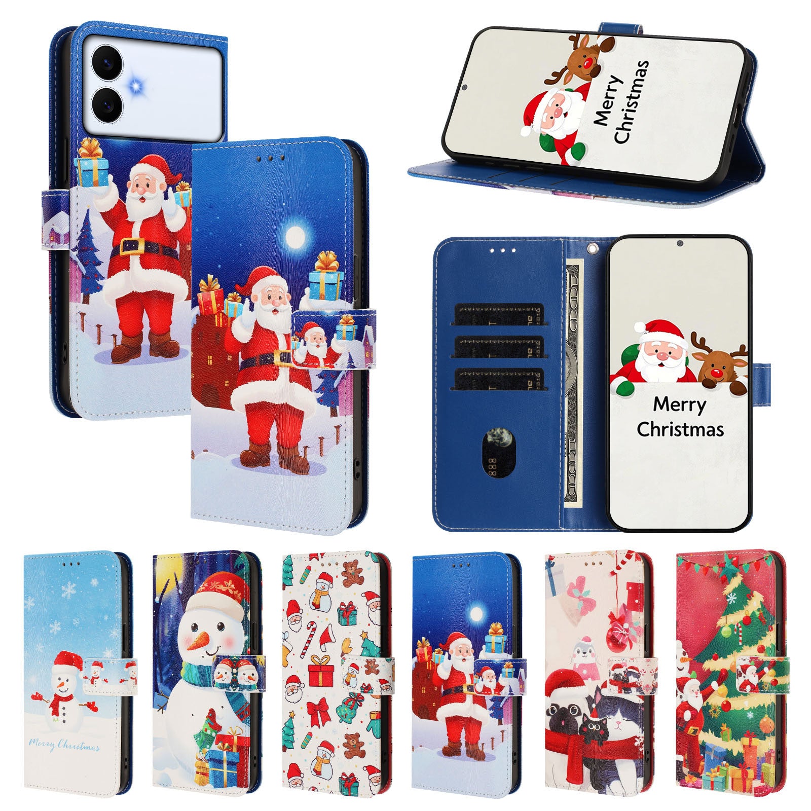 For-Samsung-Galaxy-S26-Edge-Wallet-Case-Christmas-Pattern-Printing-Leather-Phone-Cover-with-Lanyard-Christmas-Night-Scene