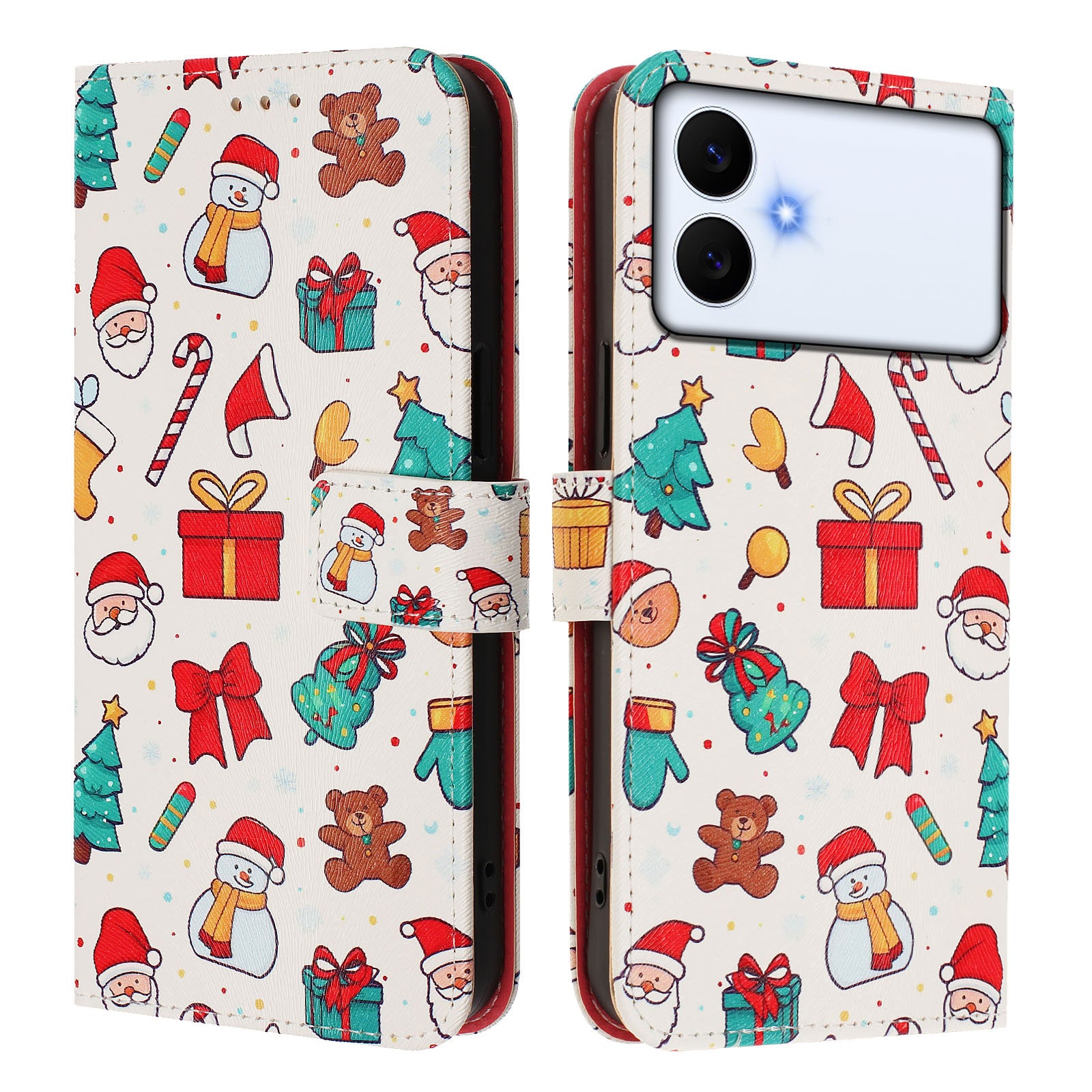 For-Samsung-Galaxy-S26-Edge-Wallet-Case-Christmas-Pattern-Printing-Leather-Phone-Cover-with-Lanyard-Christmas-Elements