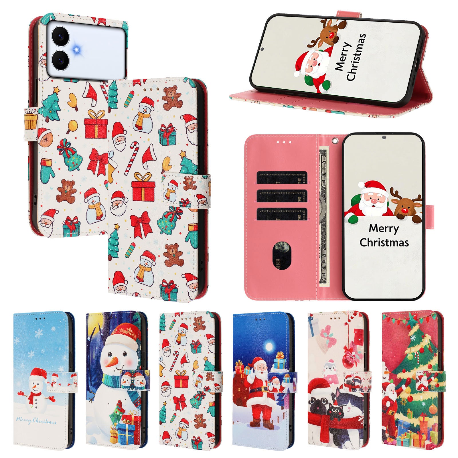 For-Samsung-Galaxy-S26-Edge-Wallet-Case-Christmas-Pattern-Printing-Leather-Phone-Cover-with-Lanyard-Christmas-Elements