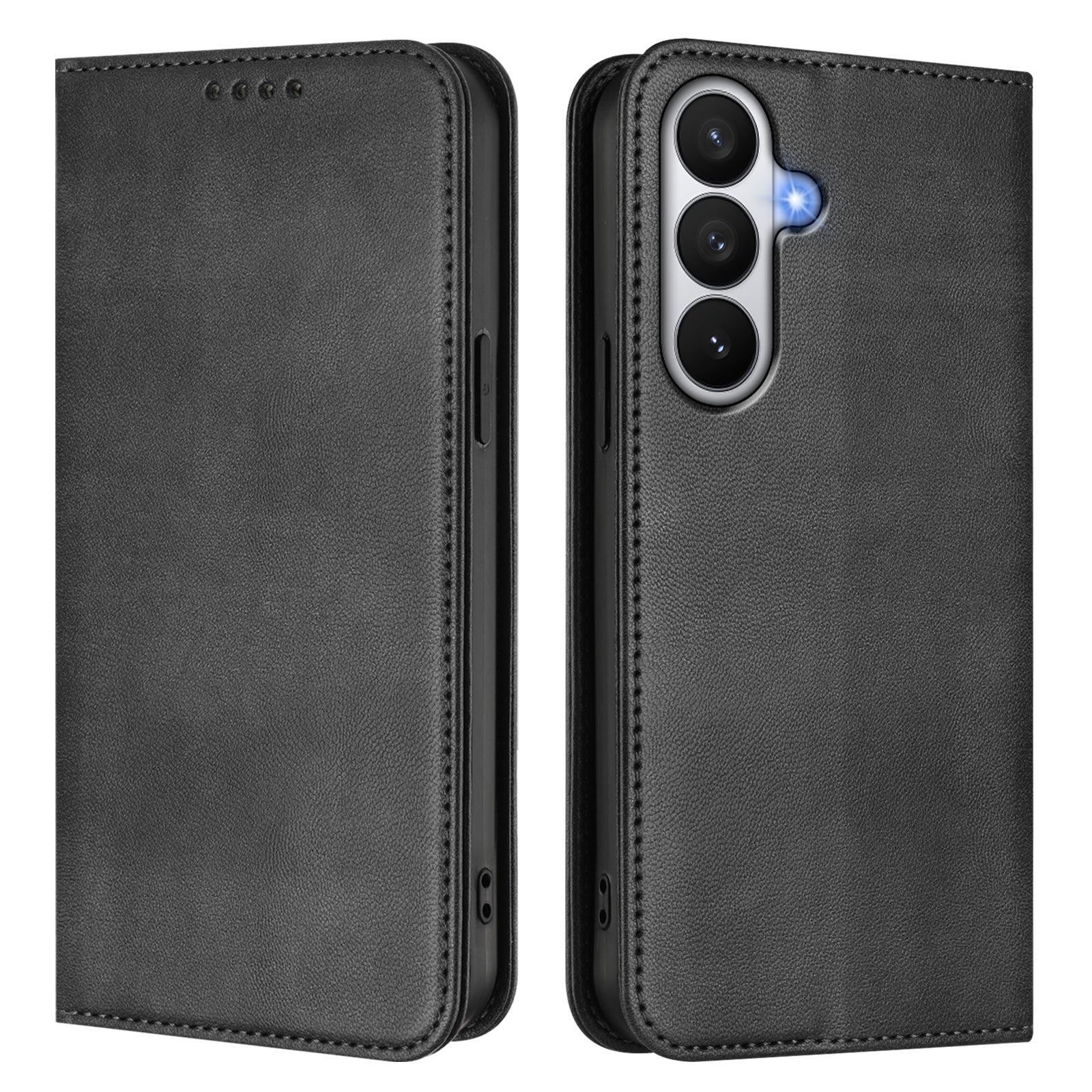 For-Samsung-Galaxy-S26-/-S26-Pro-Wallet-Cases-Retro-Texture-RFID-Blocking-Leather-Phone-Cover-Black