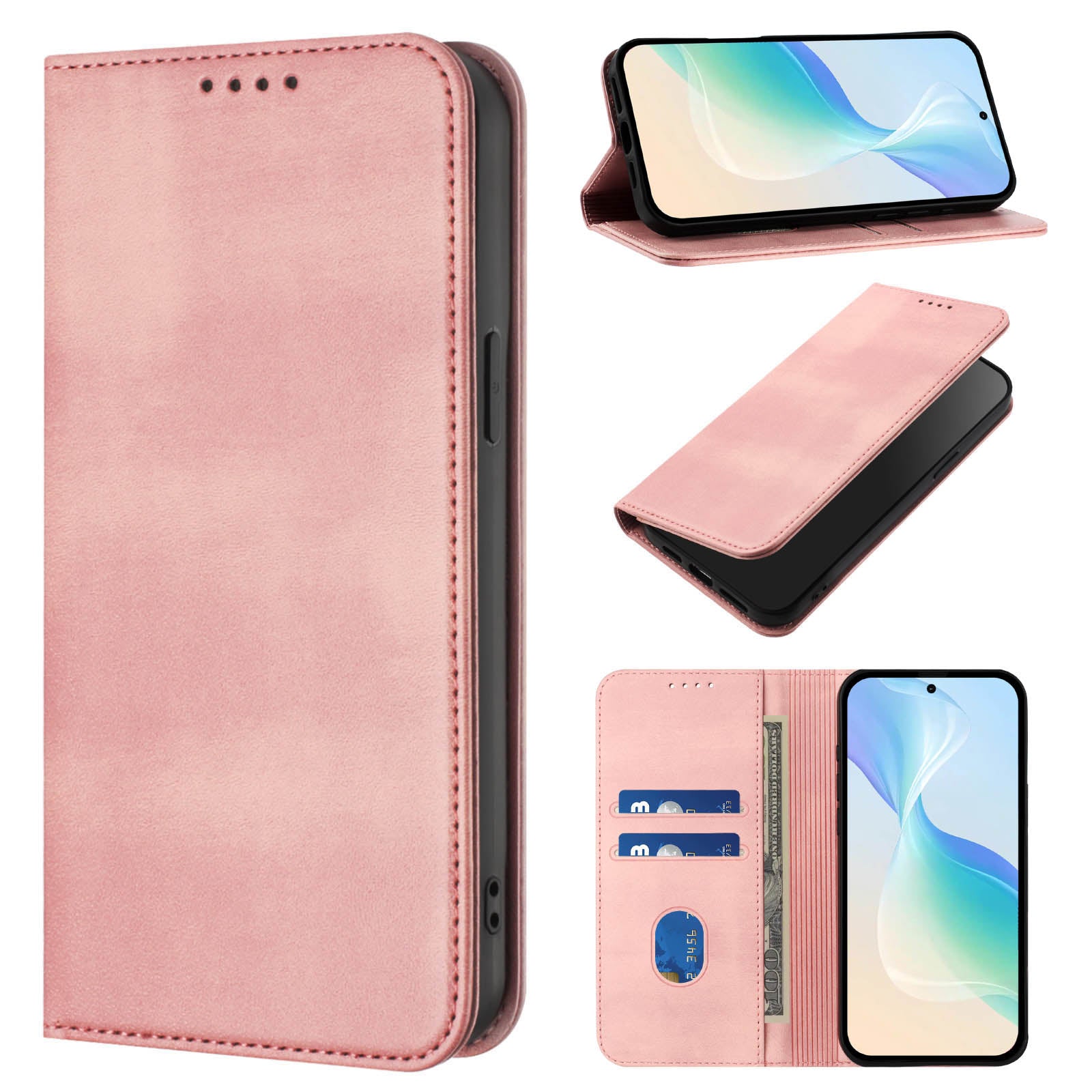 For-Samsung-Galaxy-S26-/-S26-Pro-Wallet-Cases-Retro-Texture-RFID-Blocking-Leather-Phone-Cover-Pink