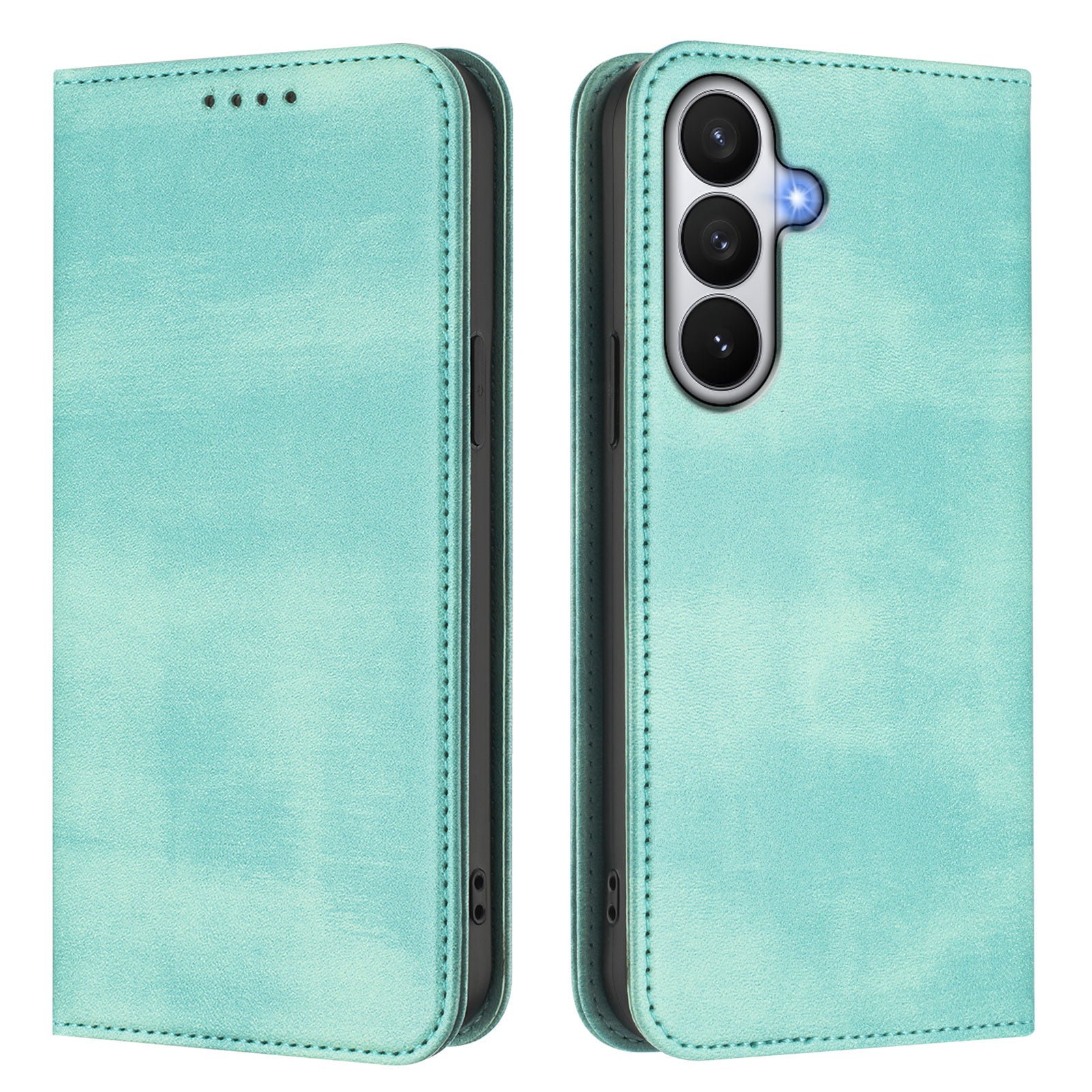 For-Samsung-Galaxy-S26-/-S26-Pro-Wallet-Cases-Retro-Texture-RFID-Blocking-Leather-Phone-Cover-Mint-Green