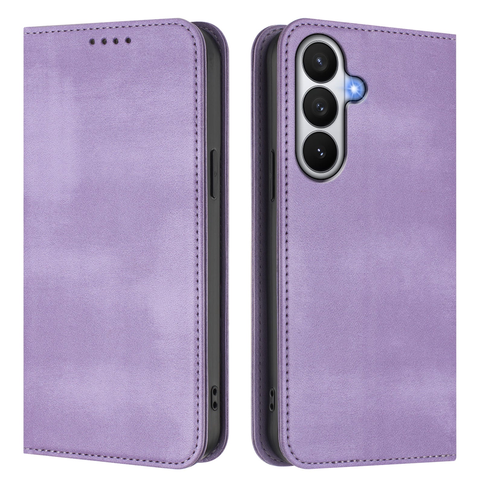 For-Samsung-Galaxy-S26-/-S26-Pro-Wallet-Cases-Retro-Texture-RFID-Blocking-Leather-Phone-Cover-Light-Purple