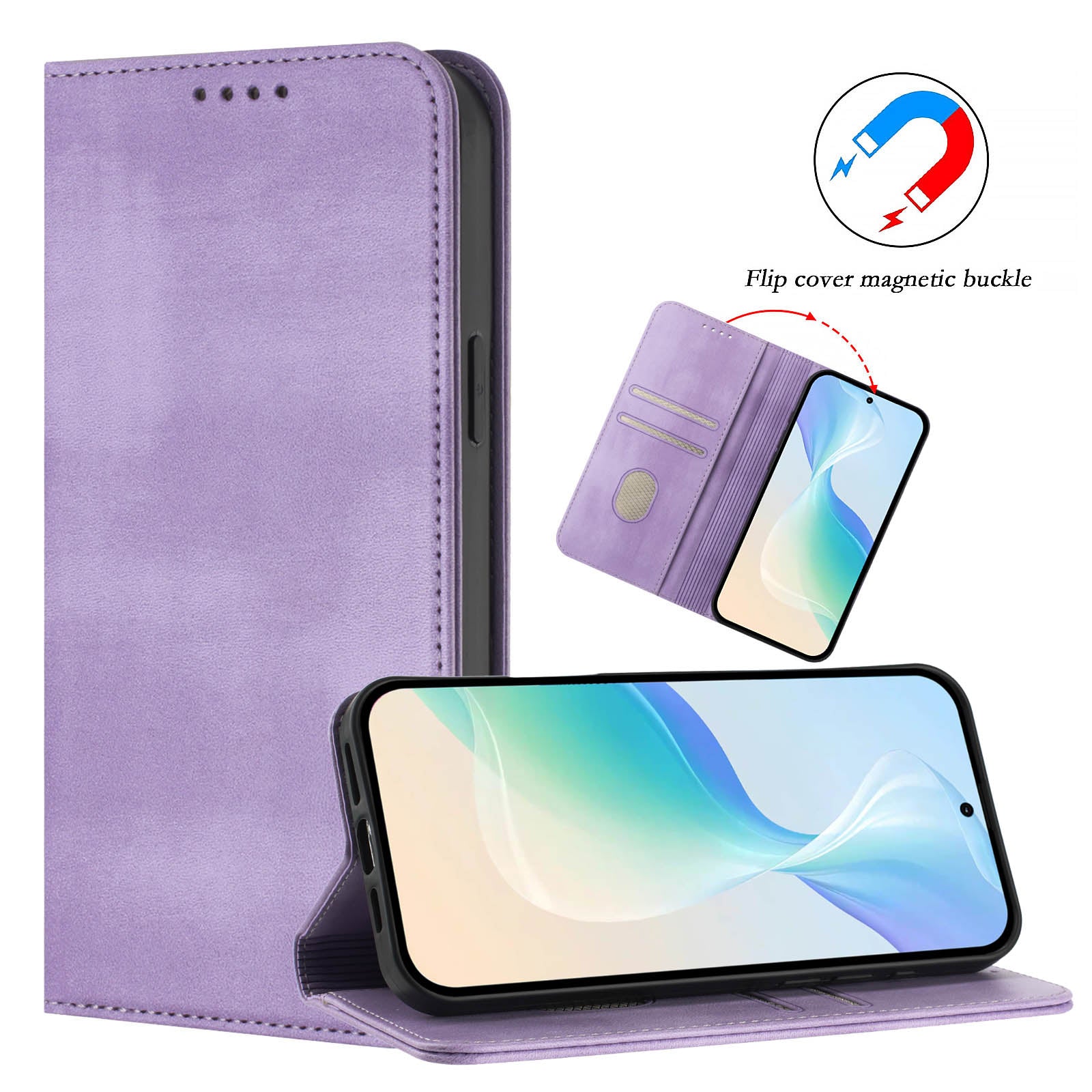 For-Samsung-Galaxy-S26-/-S26-Pro-Wallet-Cases-Retro-Texture-RFID-Blocking-Leather-Phone-Cover-Light-Purple