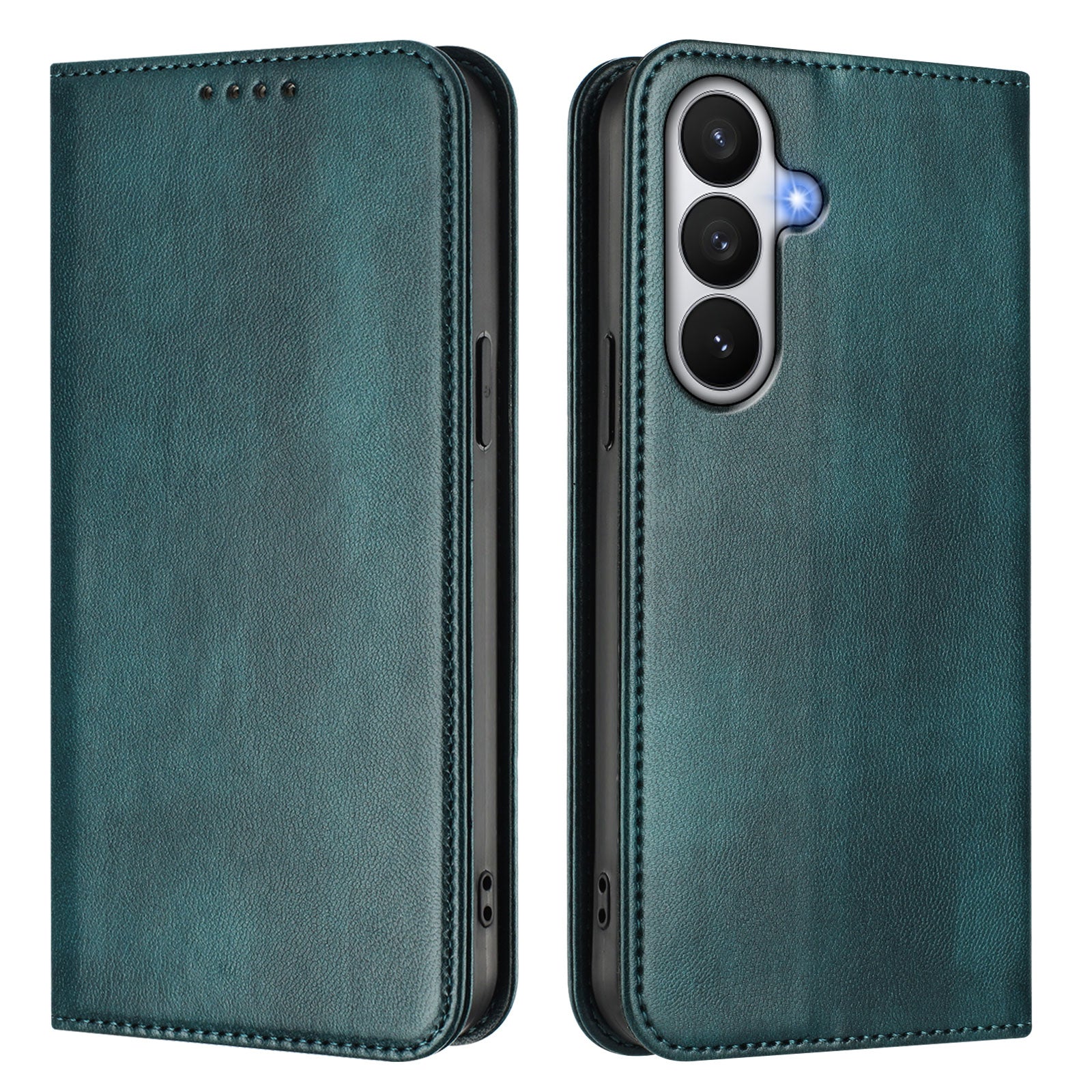 For-Samsung-Galaxy-S26-/-S26-Pro-Wallet-Cases-Retro-Texture-RFID-Blocking-Leather-Phone-Cover-Dark-Green