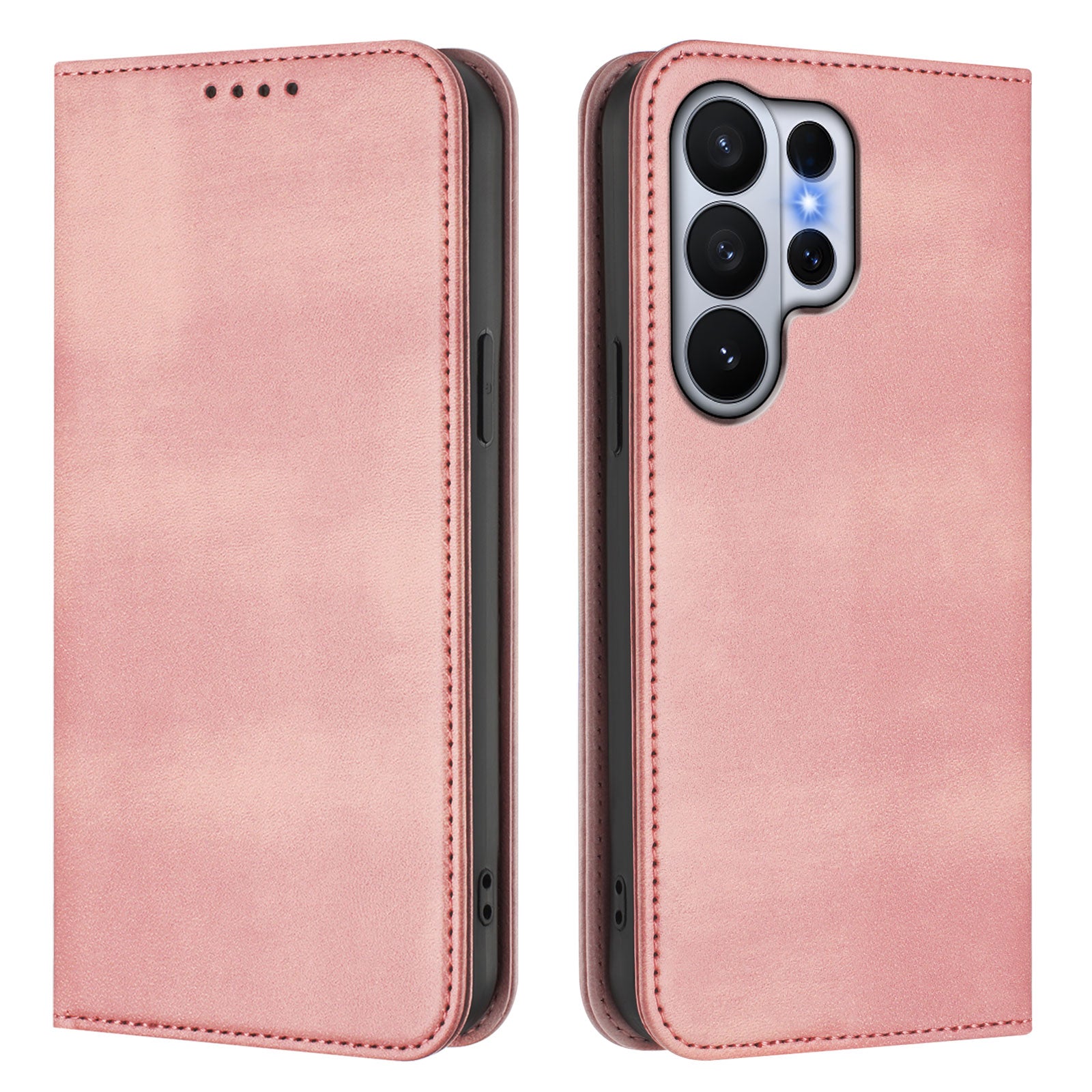 For-Samsung-Galaxy-S26-Ultra-Wallet-Cases-Retro-Texture-RFID-Blocking-Leather-Phone-Cover-Pink
