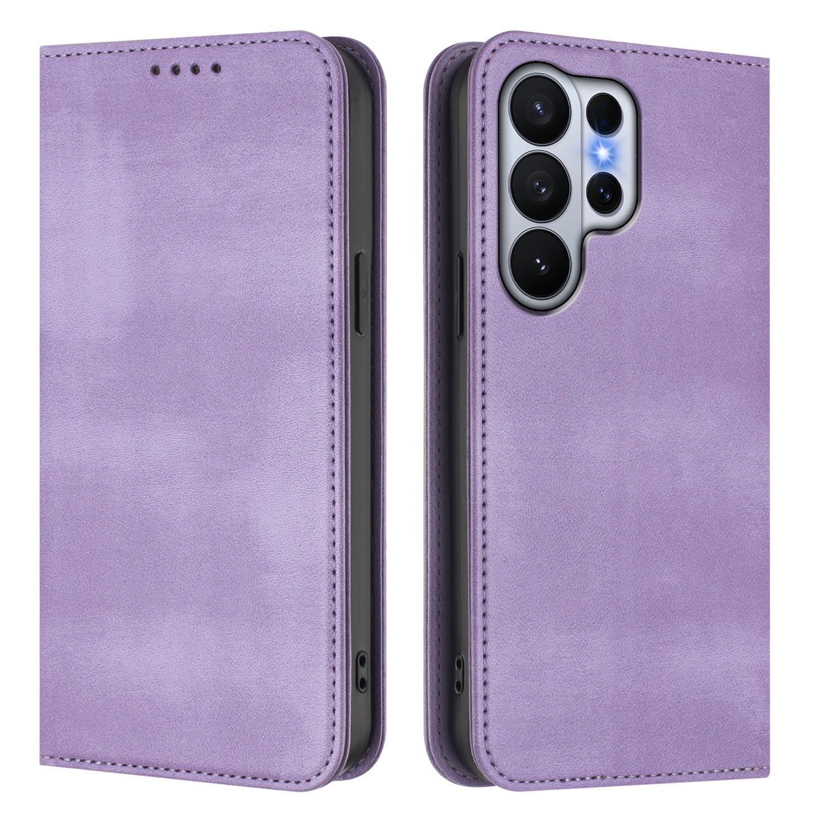For-Samsung-Galaxy-S26-Ultra-Wallet-Cases-Retro-Texture-RFID-Blocking-Leather-Phone-Cover-Light-Purple