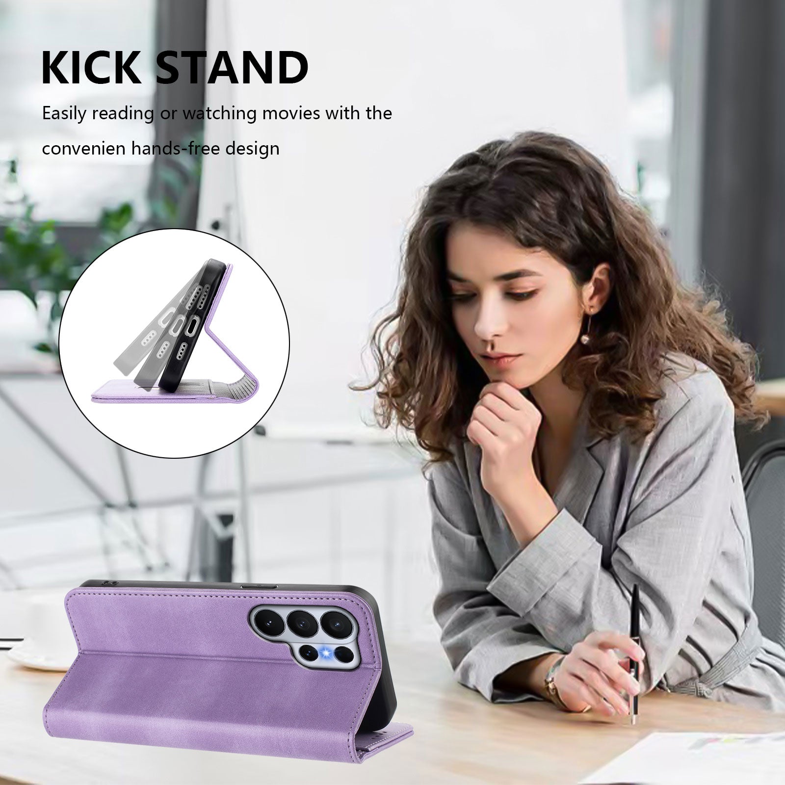 For-Samsung-Galaxy-S26-Ultra-Wallet-Cases-Retro-Texture-RFID-Blocking-Leather-Phone-Cover-Light-Purple