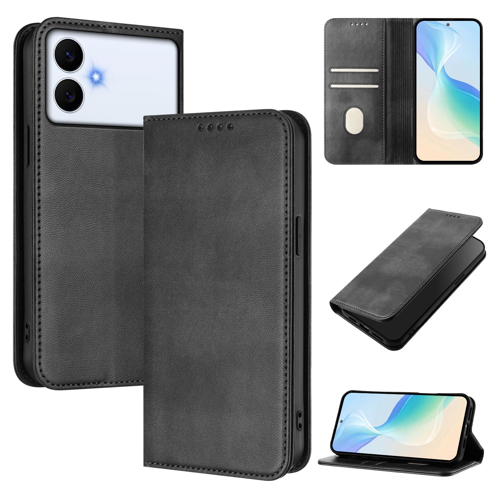 For-Samsung-Galaxy-S26-Edge-Wallet-Cases-Retro-Texture-RFID-Blocking-Leather-Phone-Cover-Black