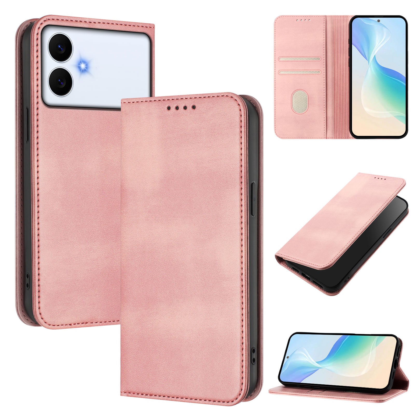 For-Samsung-Galaxy-S26-Edge-Wallet-Cases-Retro-Texture-RFID-Blocking-Leather-Phone-Cover-Pink