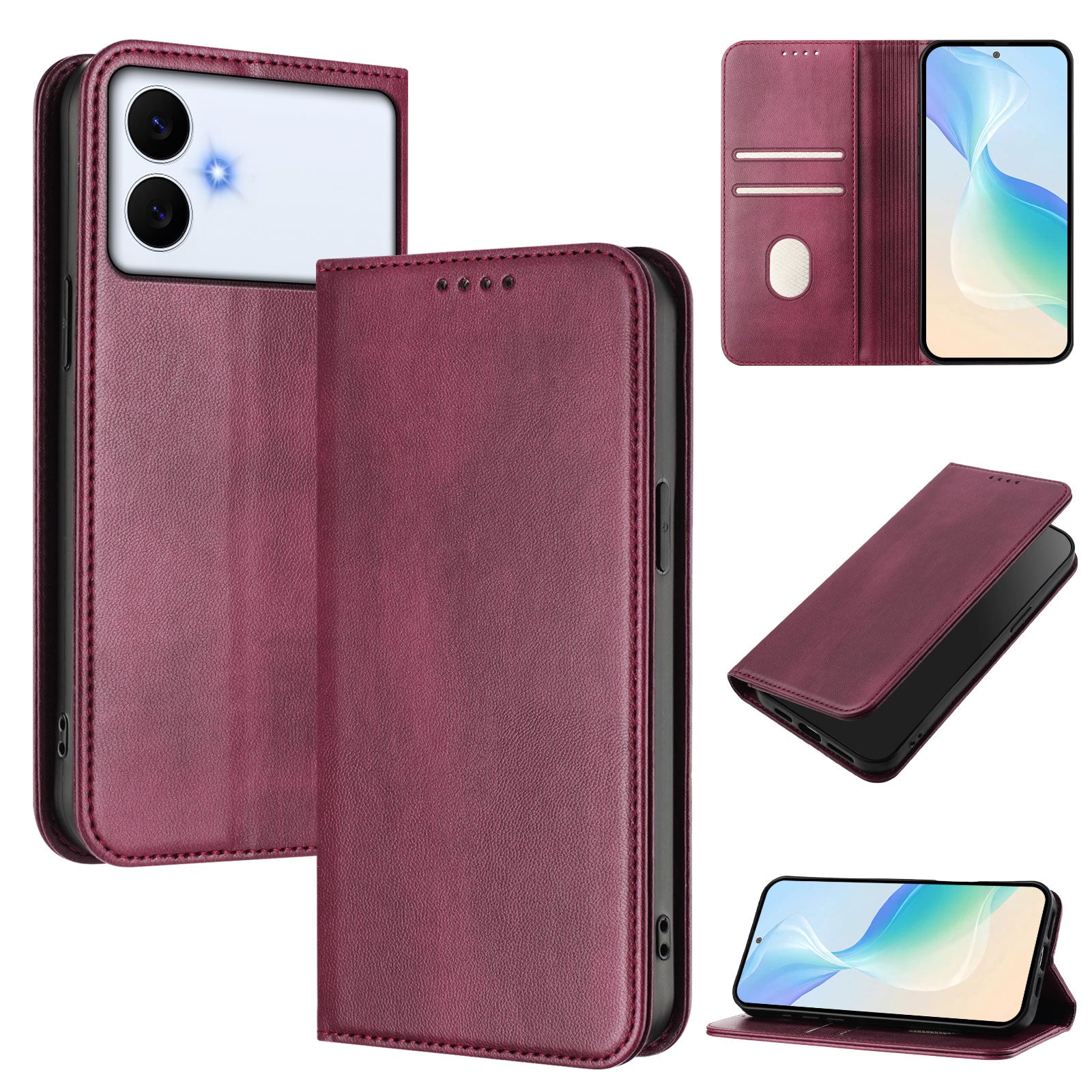 For-Samsung-Galaxy-S26-Edge-Wallet-Cases-Retro-Texture-RFID-Blocking-Leather-Phone-Cover-Wine-Red