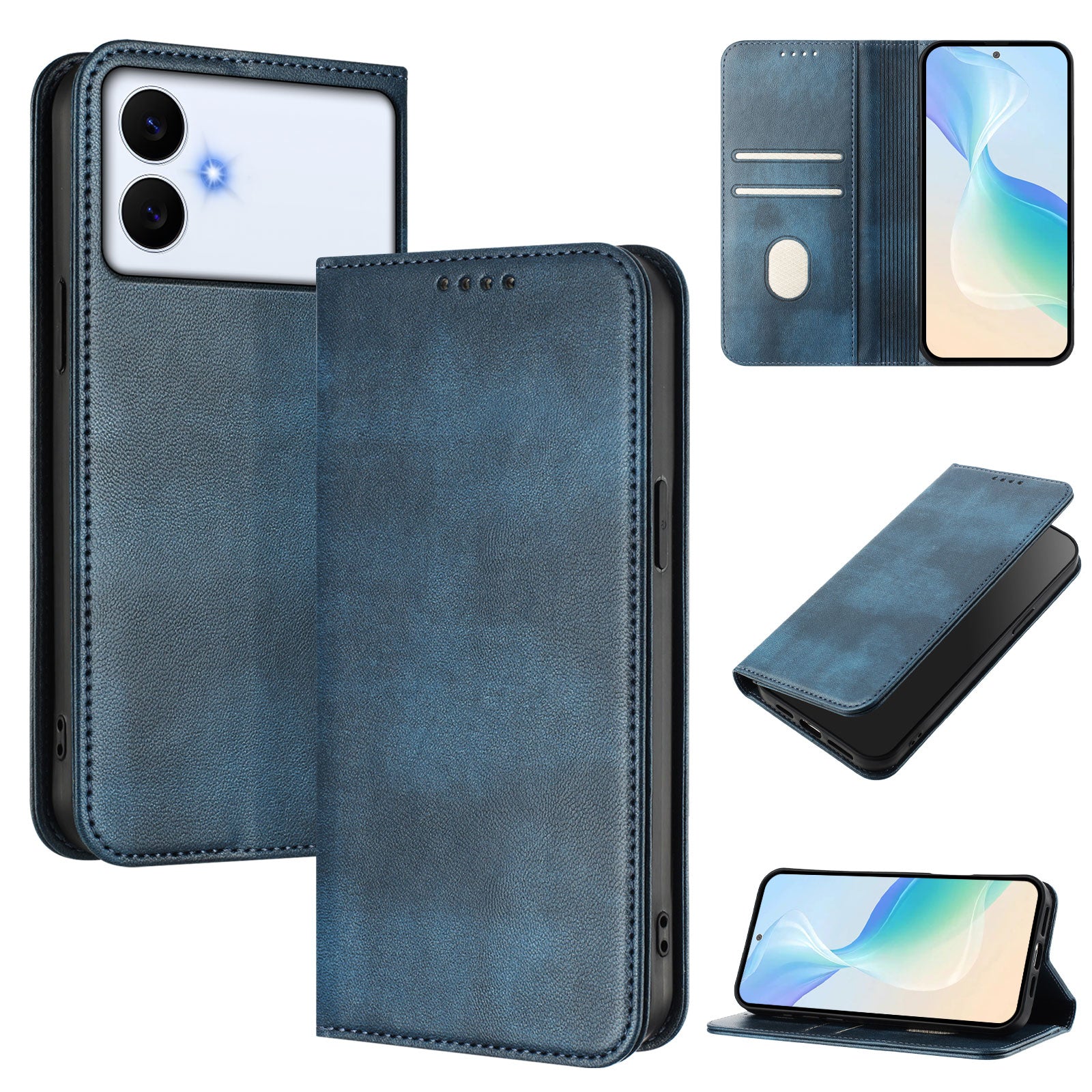 For-Samsung-Galaxy-S26-Edge-Wallet-Cases-Retro-Texture-RFID-Blocking-Leather-Phone-Cover-Blue