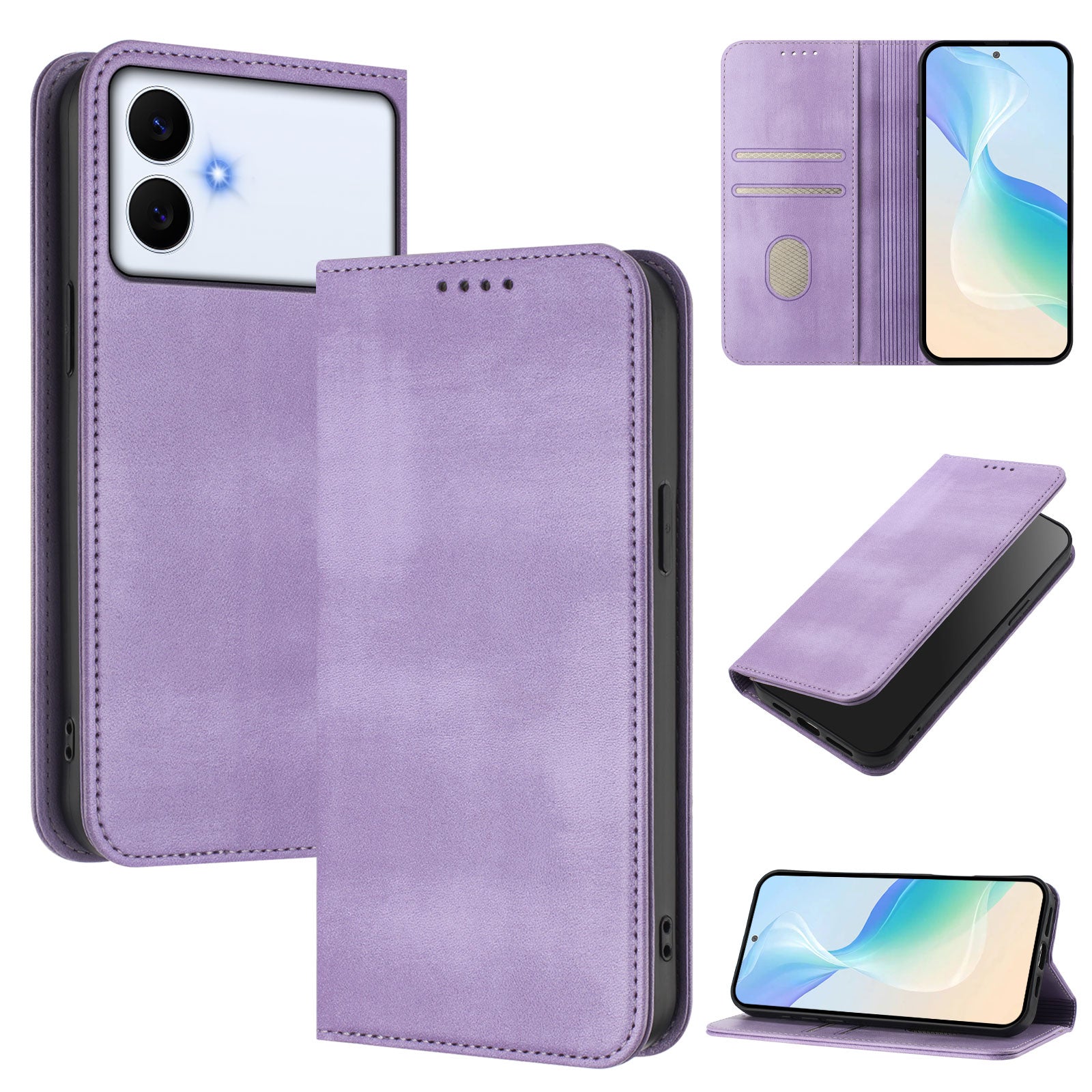 For-Samsung-Galaxy-S26-Edge-Wallet-Cases-Retro-Texture-RFID-Blocking-Leather-Phone-Cover-Light-Purple