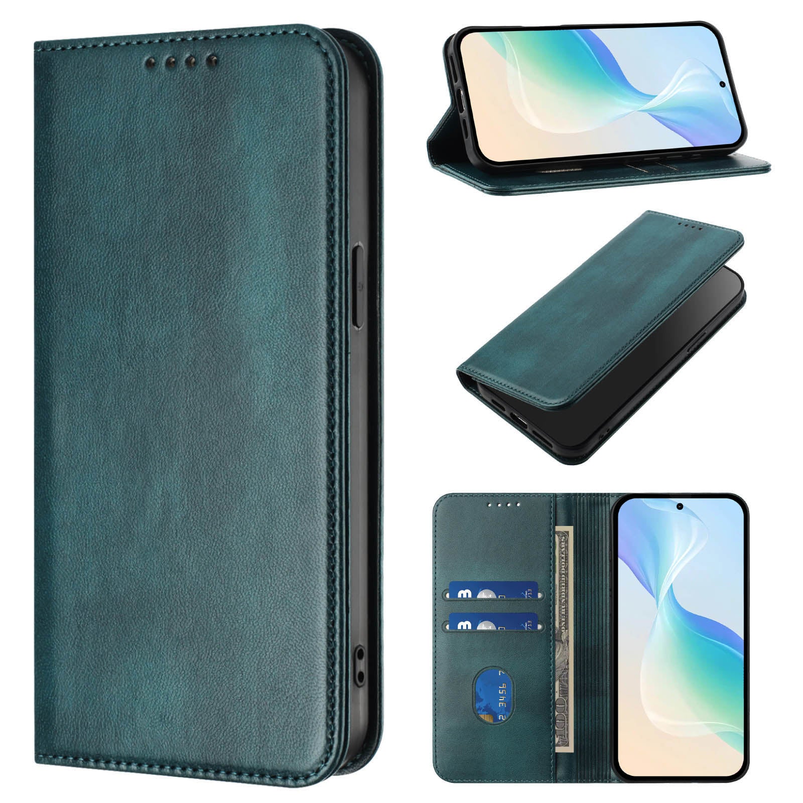 For-Samsung-Galaxy-S26-Edge-Wallet-Cases-Retro-Texture-RFID-Blocking-Leather-Phone-Cover-Dark-Green