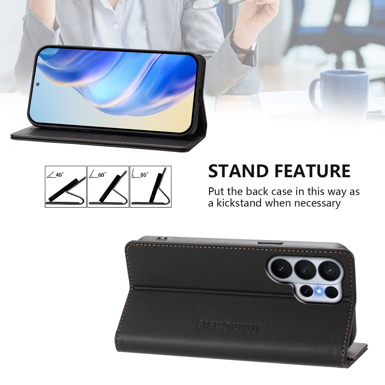 For-Samsung-Galaxy-S26-Ultra-Leather-Case-RINACASIS-RC01-Phone-Cover-with-RFID-Blocking-Wallet-Stand-Black