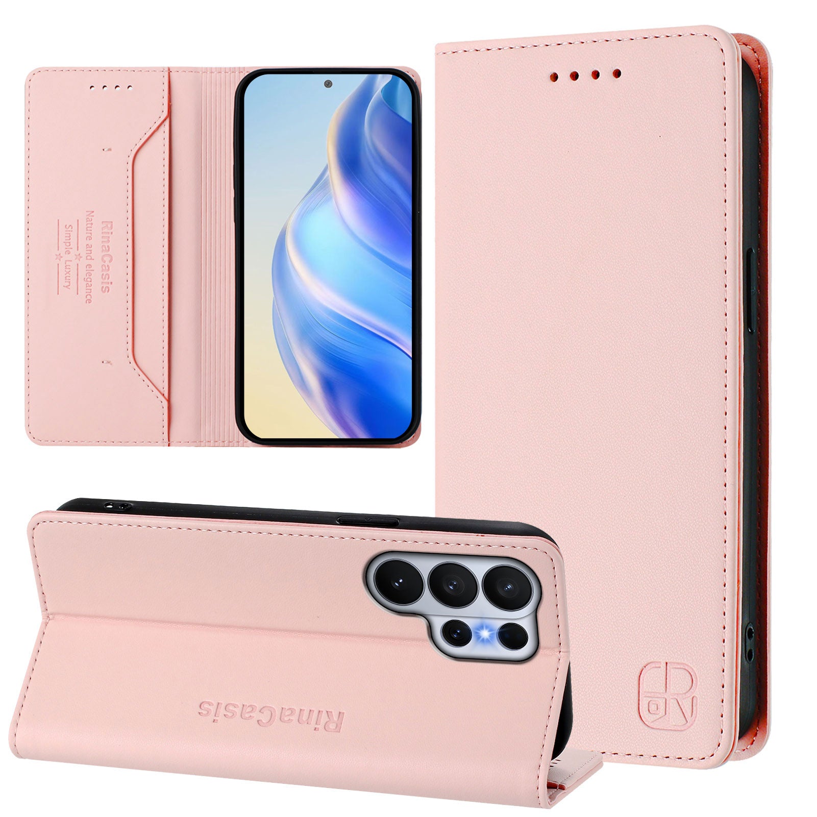 For-Samsung-Galaxy-S26-Ultra-Leather-Case-RINACASIS-RC01-Phone-Cover-with-RFID-Blocking-Wallet-Stand-Pink