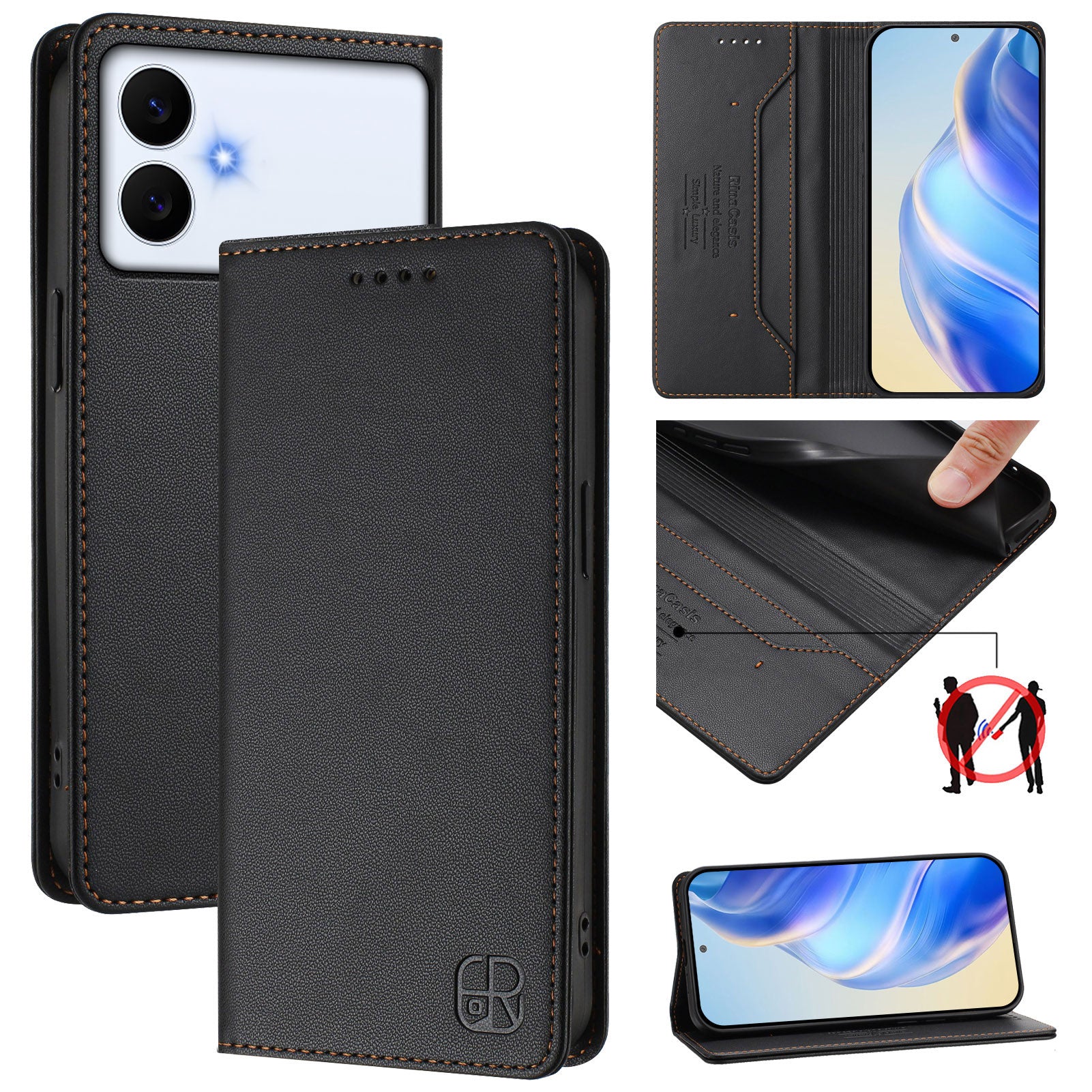 For-Samsung-Galaxy-S26-Edge-Leather-Case-RINACASIS-RC01-Phone-Cover-with-RFID-Blocking-Wallet-Stand-Black