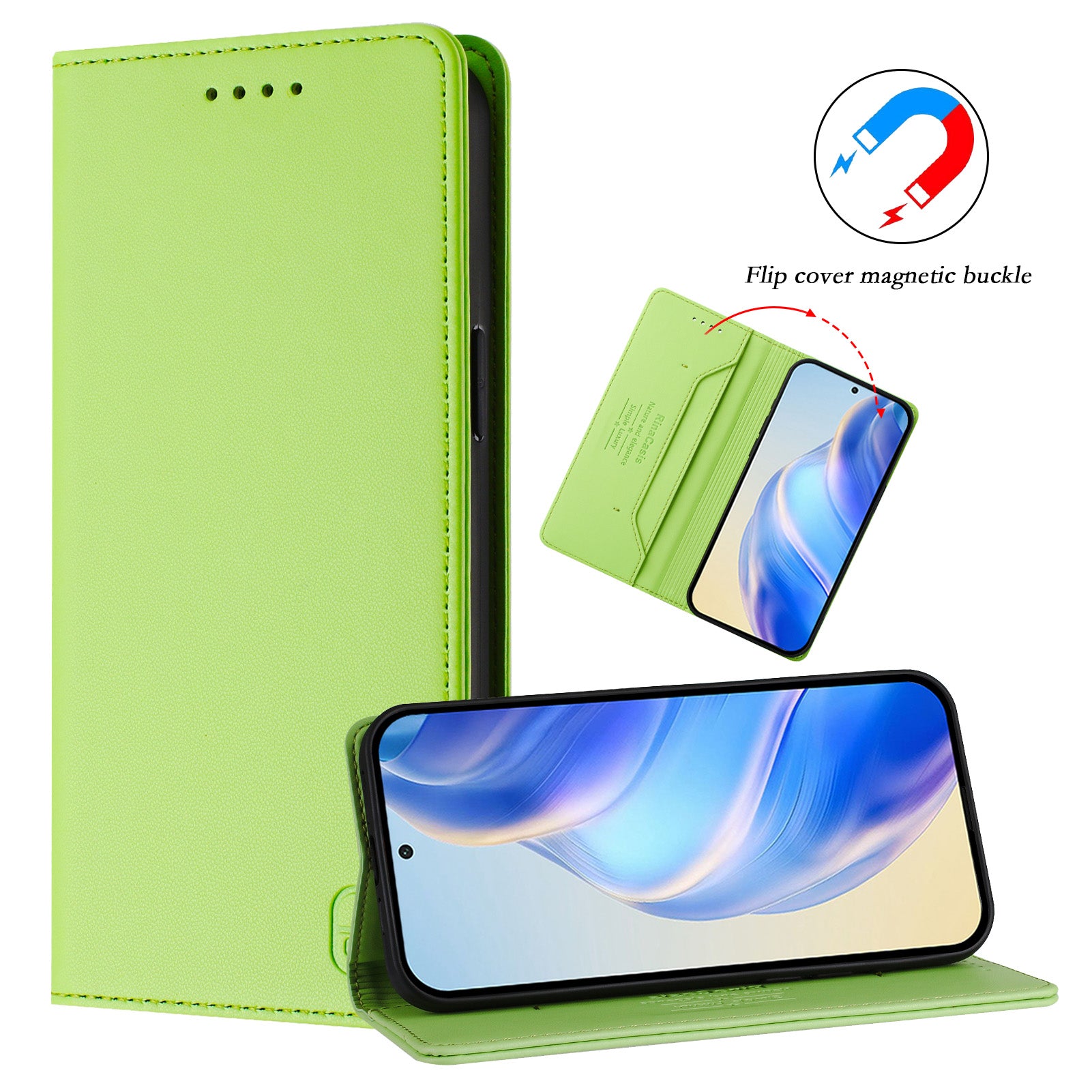 For-Samsung-Galaxy-S26-Edge-Leather-Case-RINACASIS-RC01-Phone-Cover-with-RFID-Blocking-Wallet-Stand-Green
