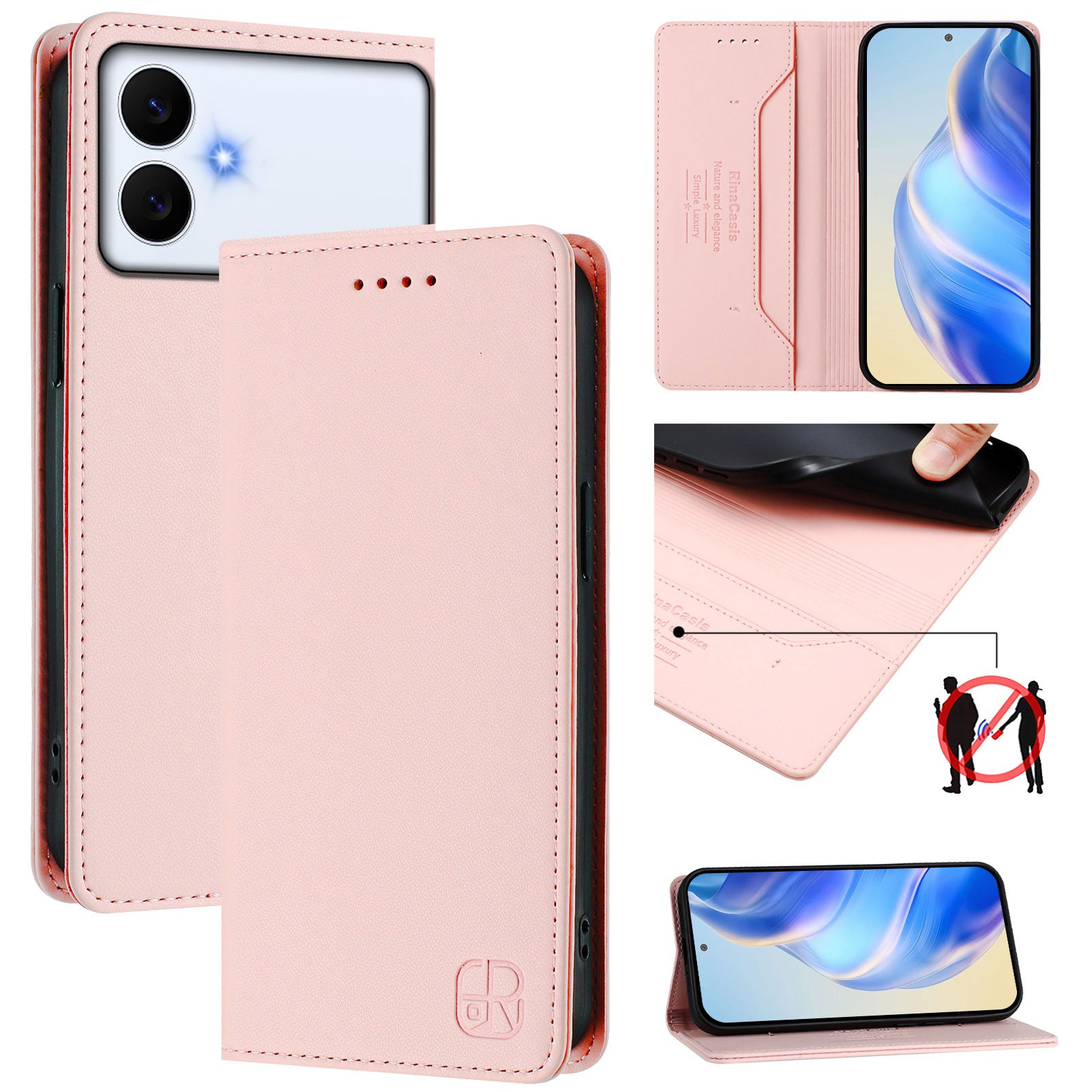 For-Samsung-Galaxy-S26-Edge-Leather-Case-RINACASIS-RC01-Phone-Cover-with-RFID-Blocking-Wallet-Stand-Pink