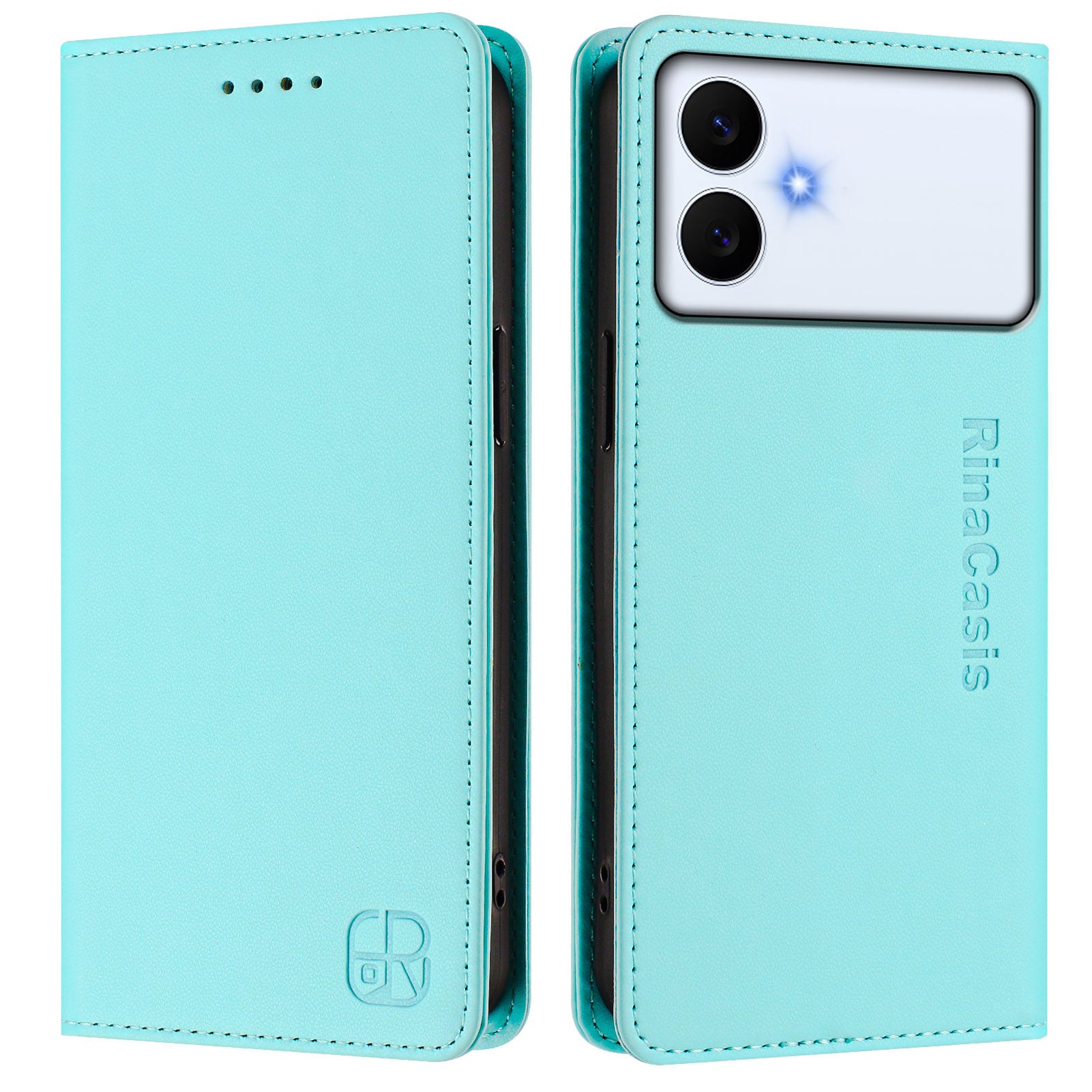 For-Samsung-Galaxy-S26-Edge-Leather-Case-RINACASIS-RC01-Phone-Cover-with-RFID-Blocking-Wallet-Stand-Mint-Green