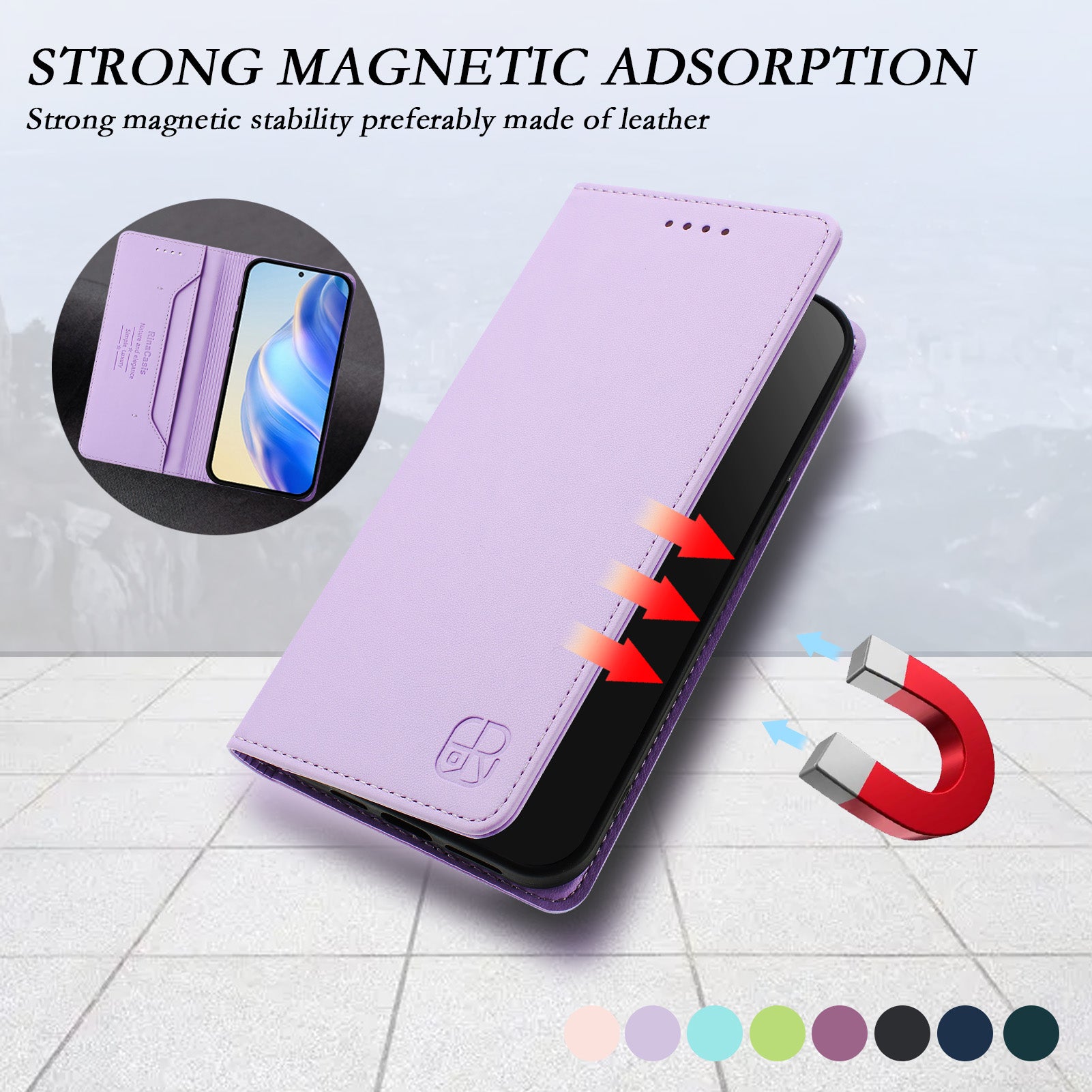 For-Samsung-Galaxy-S26-Edge-Leather-Case-RINACASIS-RC01-Phone-Cover-with-RFID-Blocking-Wallet-Stand-Light-Purple