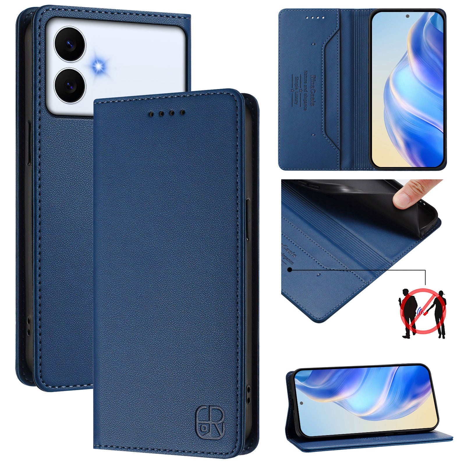 For-Samsung-Galaxy-S26-Edge-Leather-Case-RINACASIS-RC01-Phone-Cover-with-RFID-Blocking-Wallet-Stand-Dark-Blue