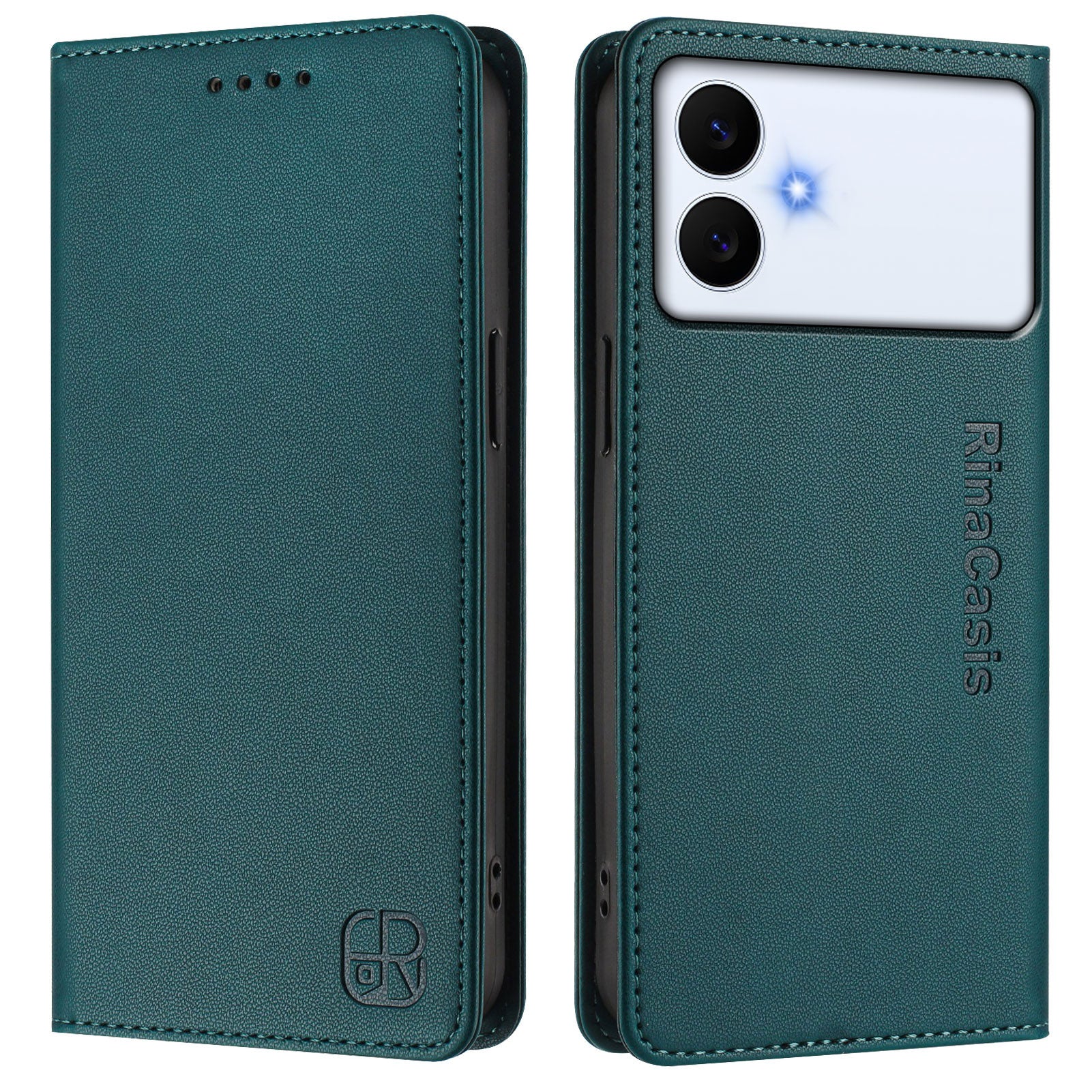 For-Samsung-Galaxy-S26-Edge-Leather-Case-RINACASIS-RC01-Phone-Cover-with-RFID-Blocking-Wallet-Stand-Dark-Green