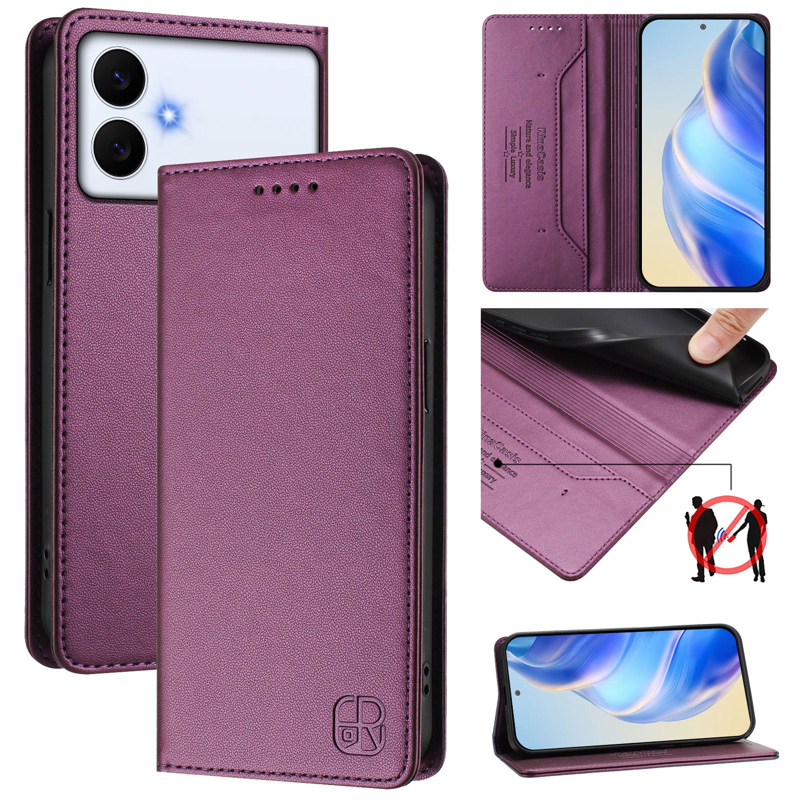 For-Samsung-Galaxy-S26-Edge-Leather-Case-RINACASIS-RC01-Phone-Cover-with-RFID-Blocking-Wallet-Stand-Violet