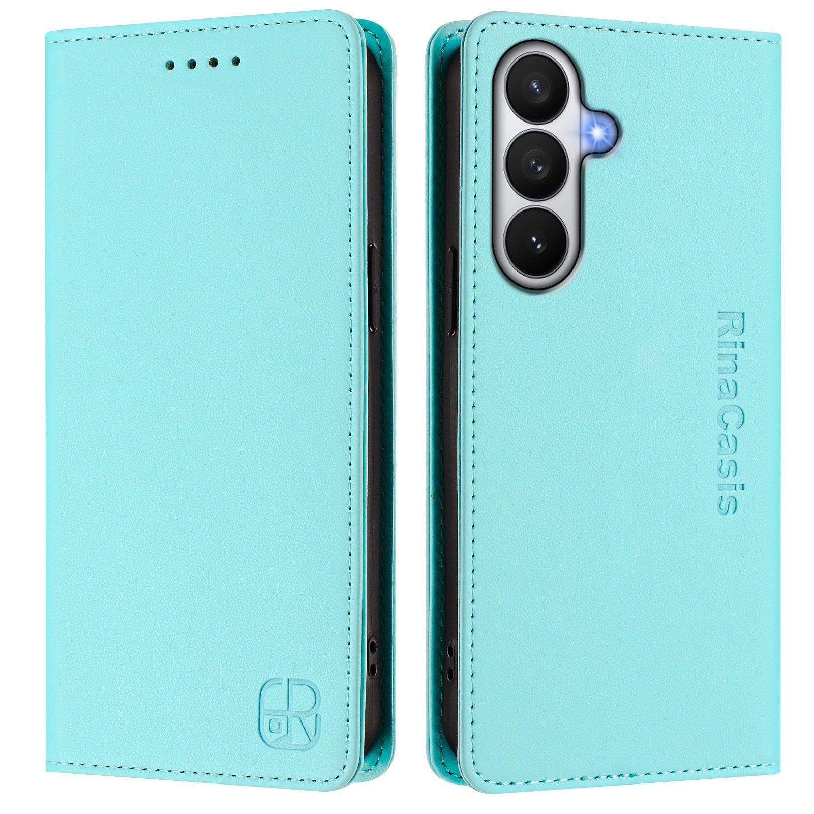 For-Samsung-Galaxy-S26-/-S26-Pro-Leather-Case-RINACASIS-RC01-Phone-Cover-with-RFID-Blocking-Wallet-Stand-Mint-Green