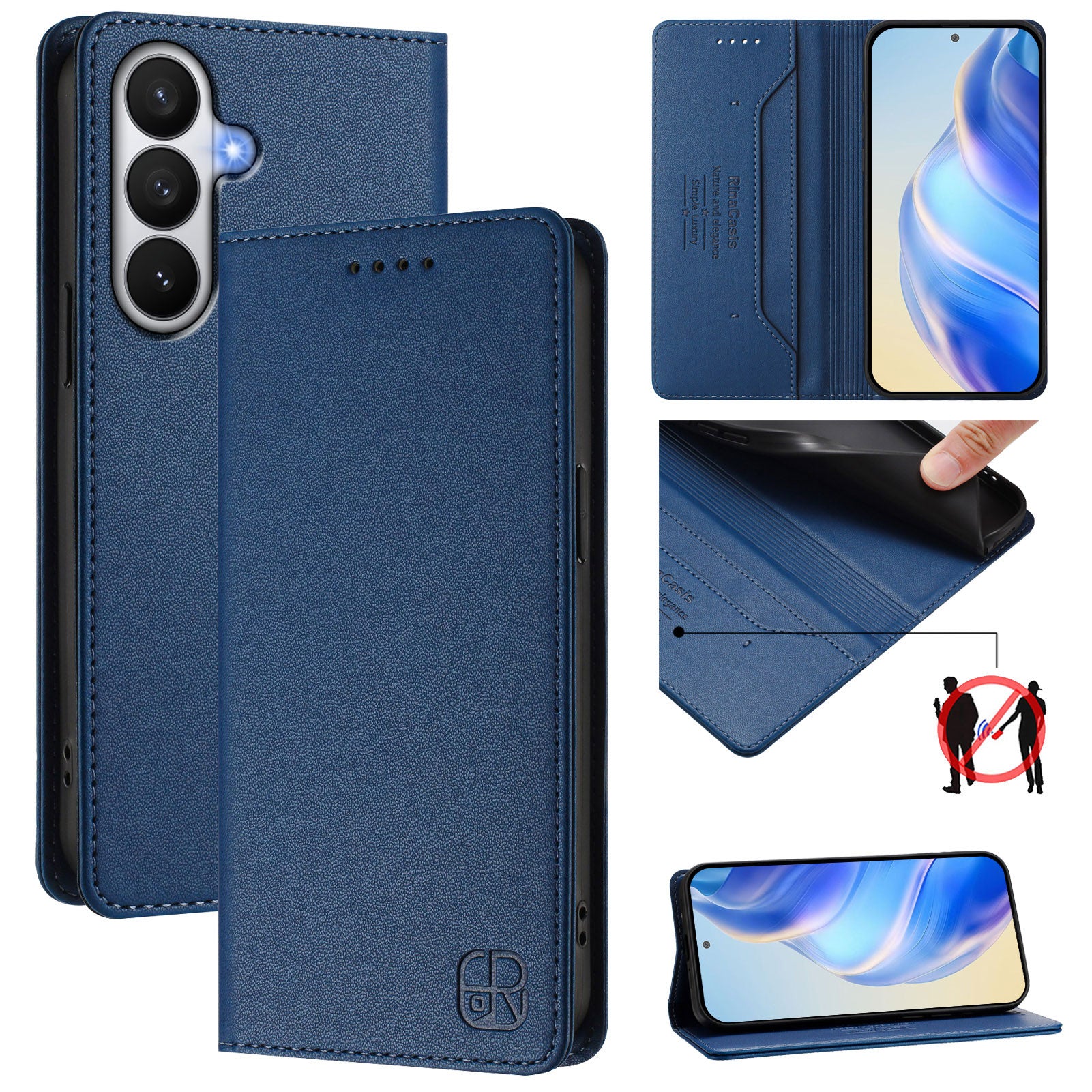 For-Samsung-Galaxy-S26-/-S26-Pro-Leather-Case-RINACASIS-RC01-Phone-Cover-with-RFID-Blocking-Wallet-Stand-Dark-Blue