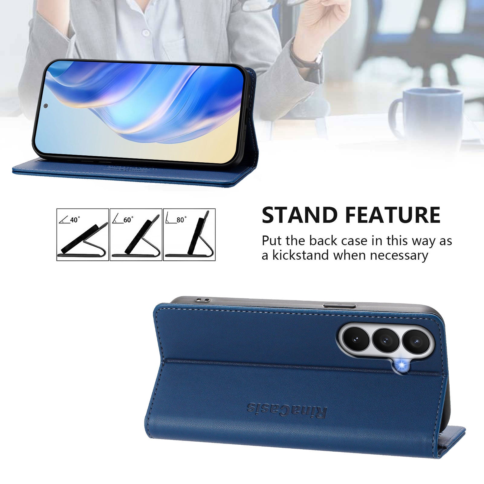 For-Samsung-Galaxy-S26-/-S26-Pro-Leather-Case-RINACASIS-RC01-Phone-Cover-with-RFID-Blocking-Wallet-Stand-Dark-Blue