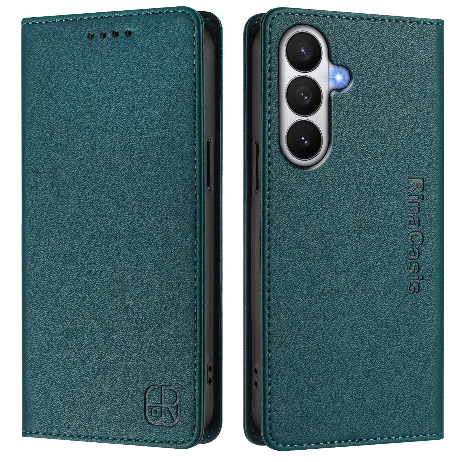 For-Samsung-Galaxy-S26-/-S26-Pro-Leather-Case-RINACASIS-RC01-Phone-Cover-with-RFID-Blocking-Wallet-Stand-Dark-Green
