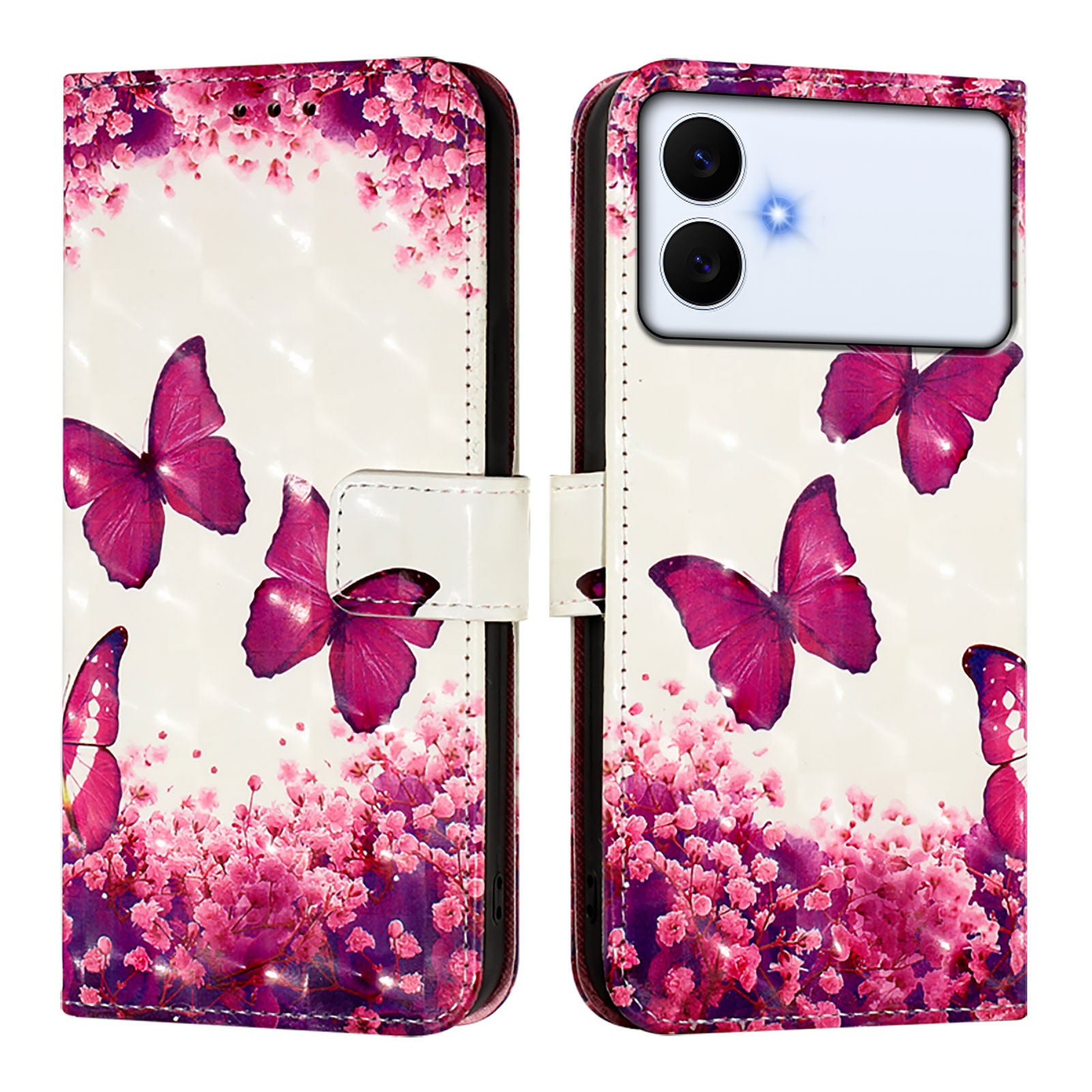 For-Samsung-Galaxy-S26-Edge-Leather-Case-Pattern-Printing-Wallet-Stand-Mobile-Cover-with-Strap-Rose-Butterflies