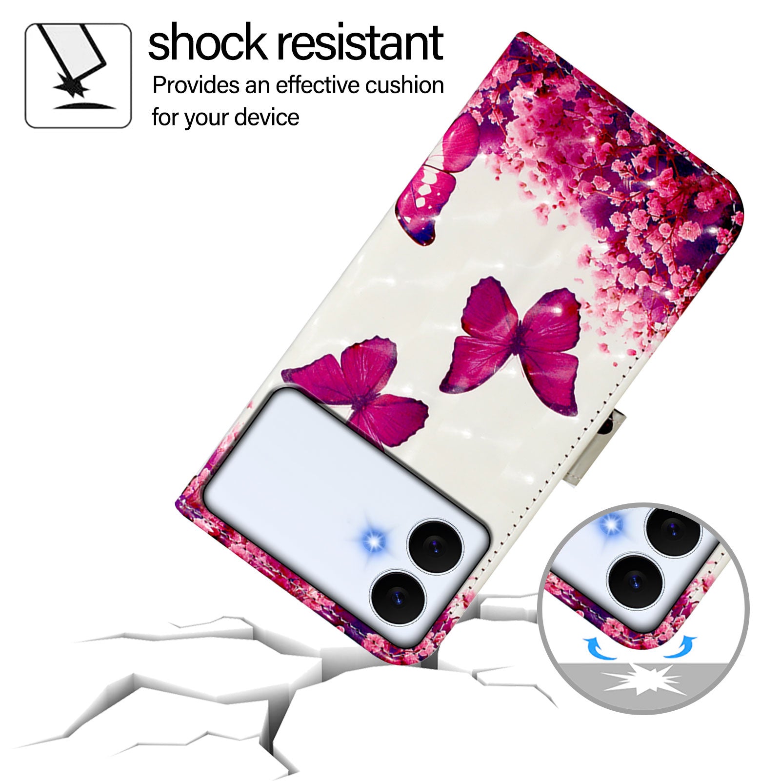 For-Samsung-Galaxy-S26-Edge-Leather-Case-Pattern-Printing-Wallet-Stand-Mobile-Cover-with-Strap-Rose-Butterflies