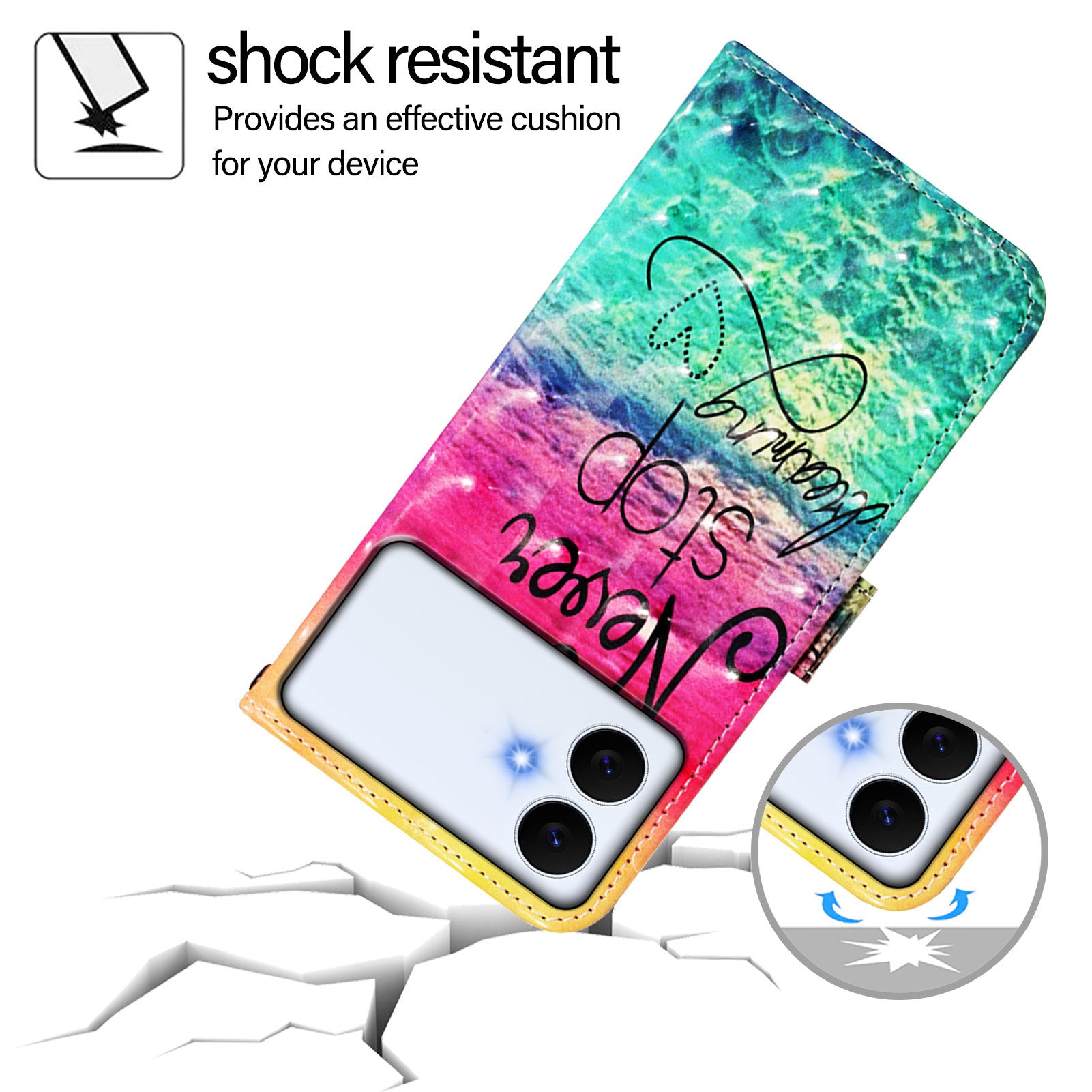 For-Samsung-Galaxy-S26-Edge-Leather-Case-Pattern-Printing-Wallet-Stand-Mobile-Cover-with-Strap-Never-Stop-Dreaming