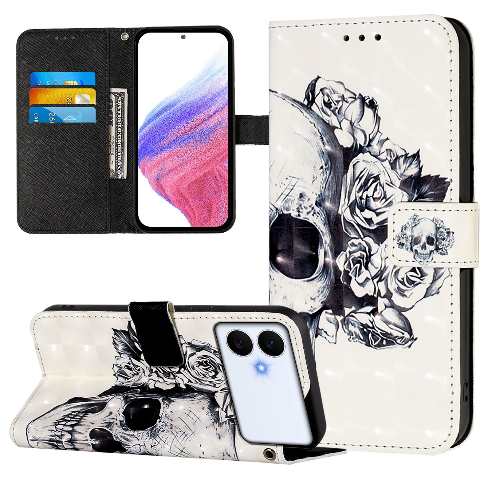 For-Samsung-Galaxy-S26-Edge-Leather-Case-Pattern-Printing-Wallet-Stand-Mobile-Cover-with-Strap-Skull