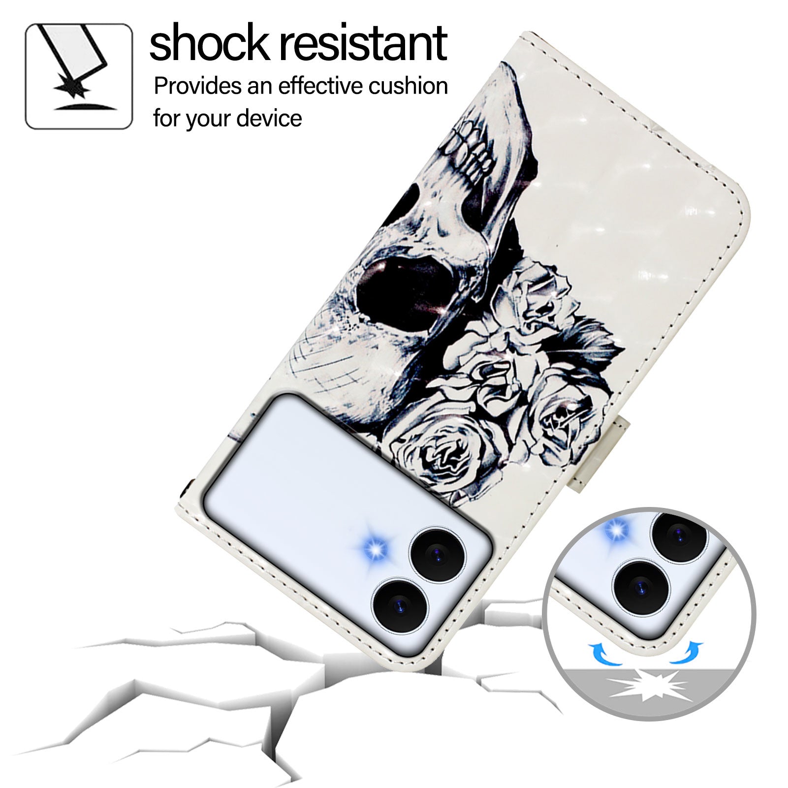 For-Samsung-Galaxy-S26-Edge-Leather-Case-Pattern-Printing-Wallet-Stand-Mobile-Cover-with-Strap-Skull