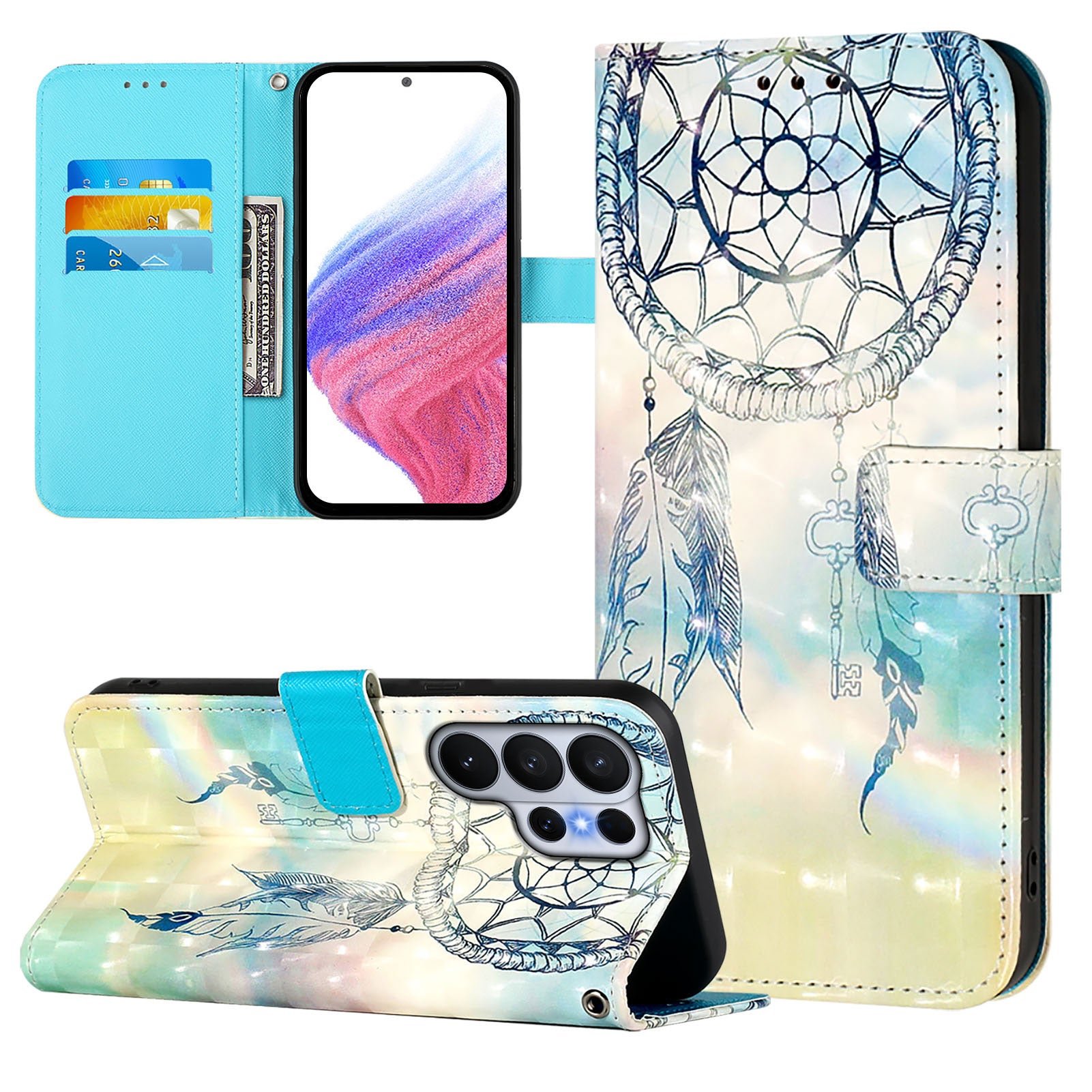 For-Samsung-Galaxy-S26-Ultra-Leather-Case-Pattern-Printing-Wallet-Stand-Mobile-Cover-with-Strap-Dream-Wind-Chime