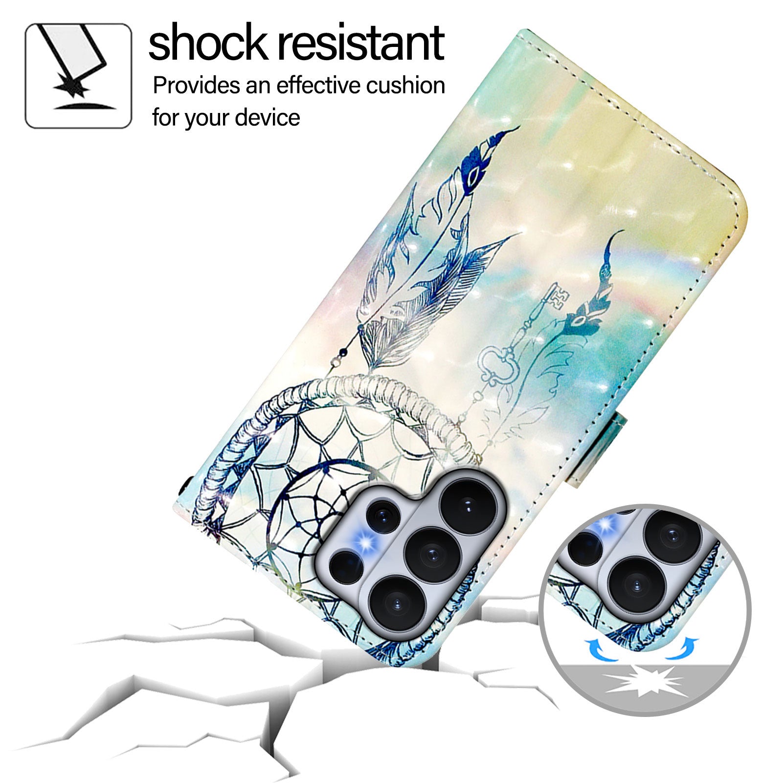 For-Samsung-Galaxy-S26-Ultra-Leather-Case-Pattern-Printing-Wallet-Stand-Mobile-Cover-with-Strap-Dream-Wind-Chime