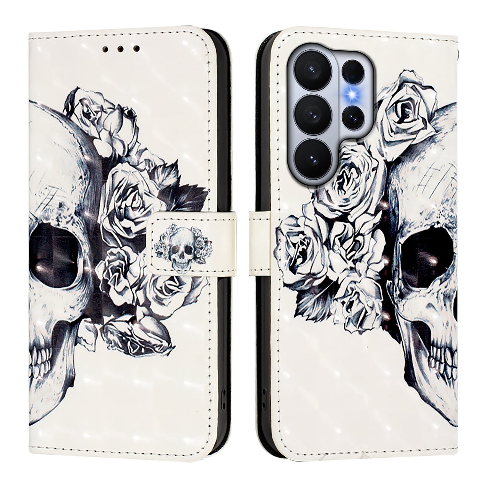 For-Samsung-Galaxy-S26-Ultra-Leather-Case-Pattern-Printing-Wallet-Stand-Mobile-Cover-with-Strap-Skull