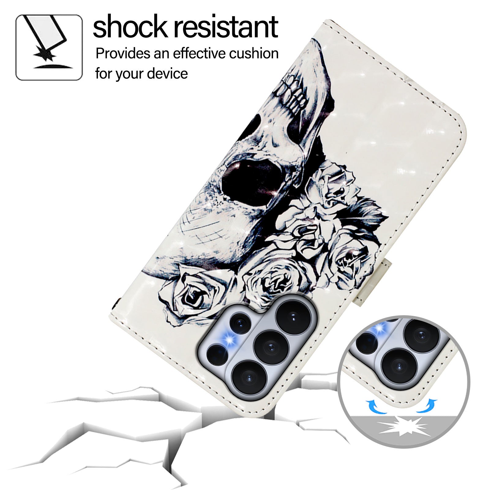 For-Samsung-Galaxy-S26-Ultra-Leather-Case-Pattern-Printing-Wallet-Stand-Mobile-Cover-with-Strap-Skull