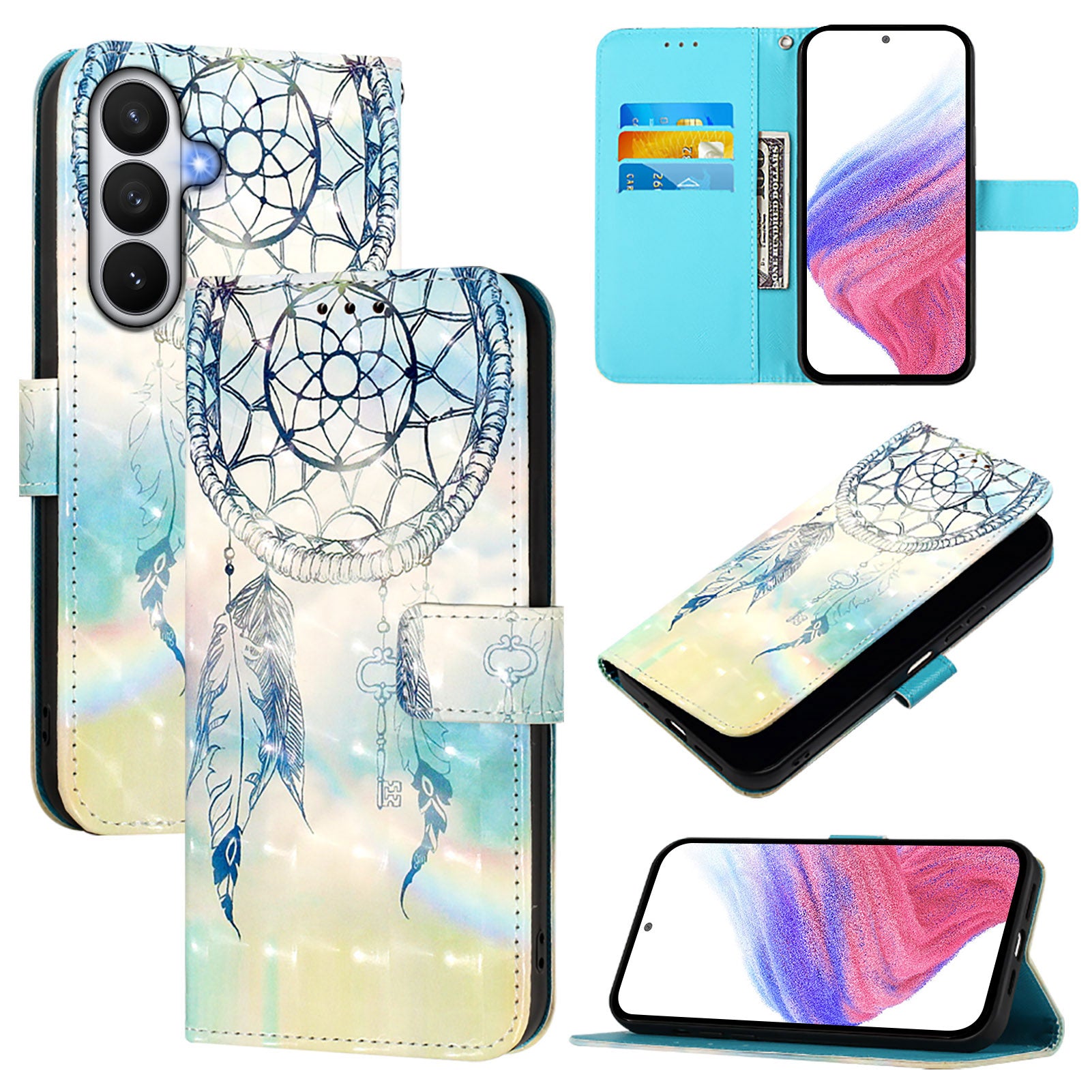 For-Samsung-Galaxy-S26-/-S26-Pro-Leather-Case-Pattern-Printing-Wallet-Stand-Mobile-Cover-with-Strap-Dream-Wind-Chime